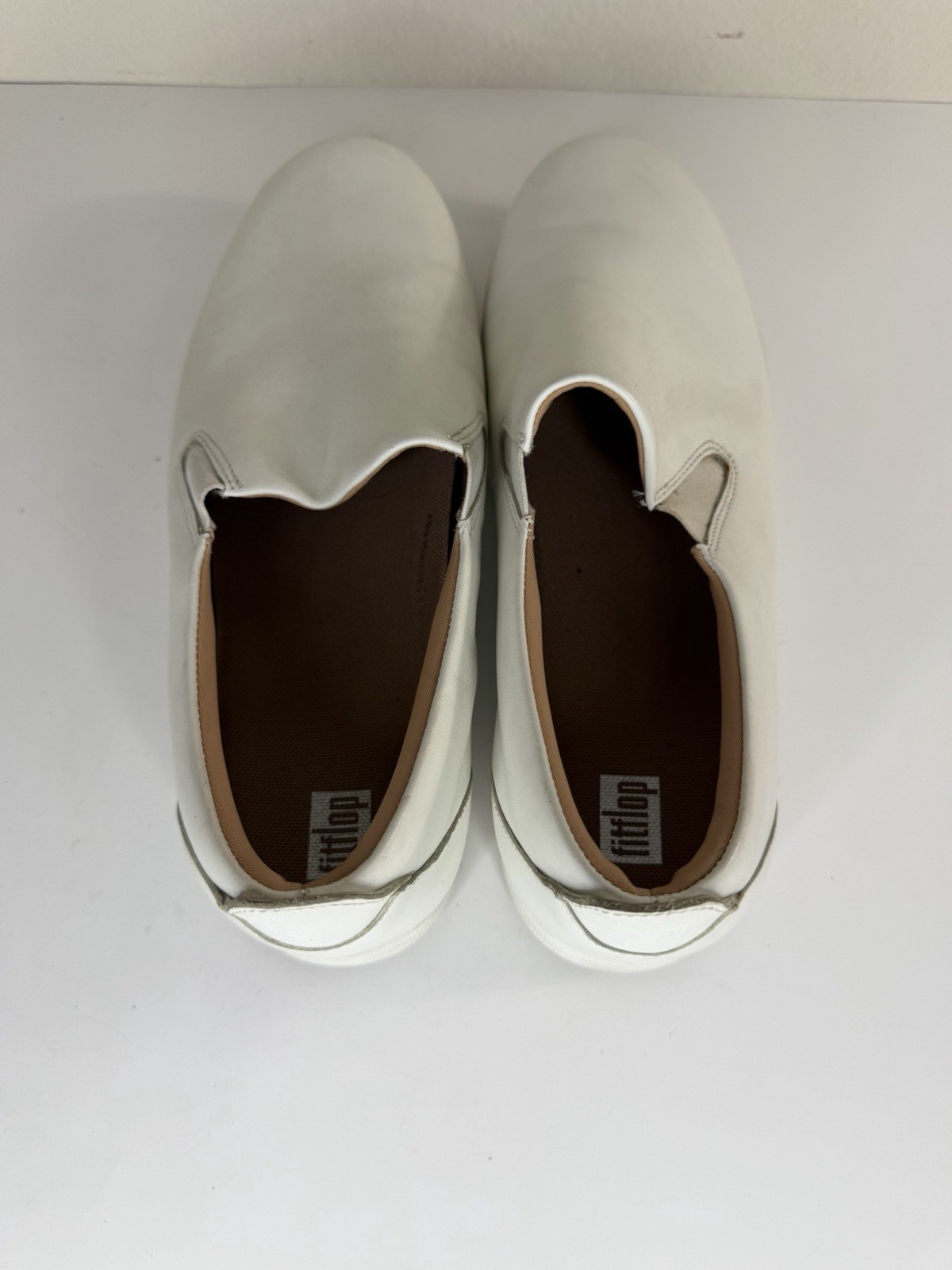 Fitflop Shoes Loafers White Leather Women Size 42 US 10 Comfort Walking Casual