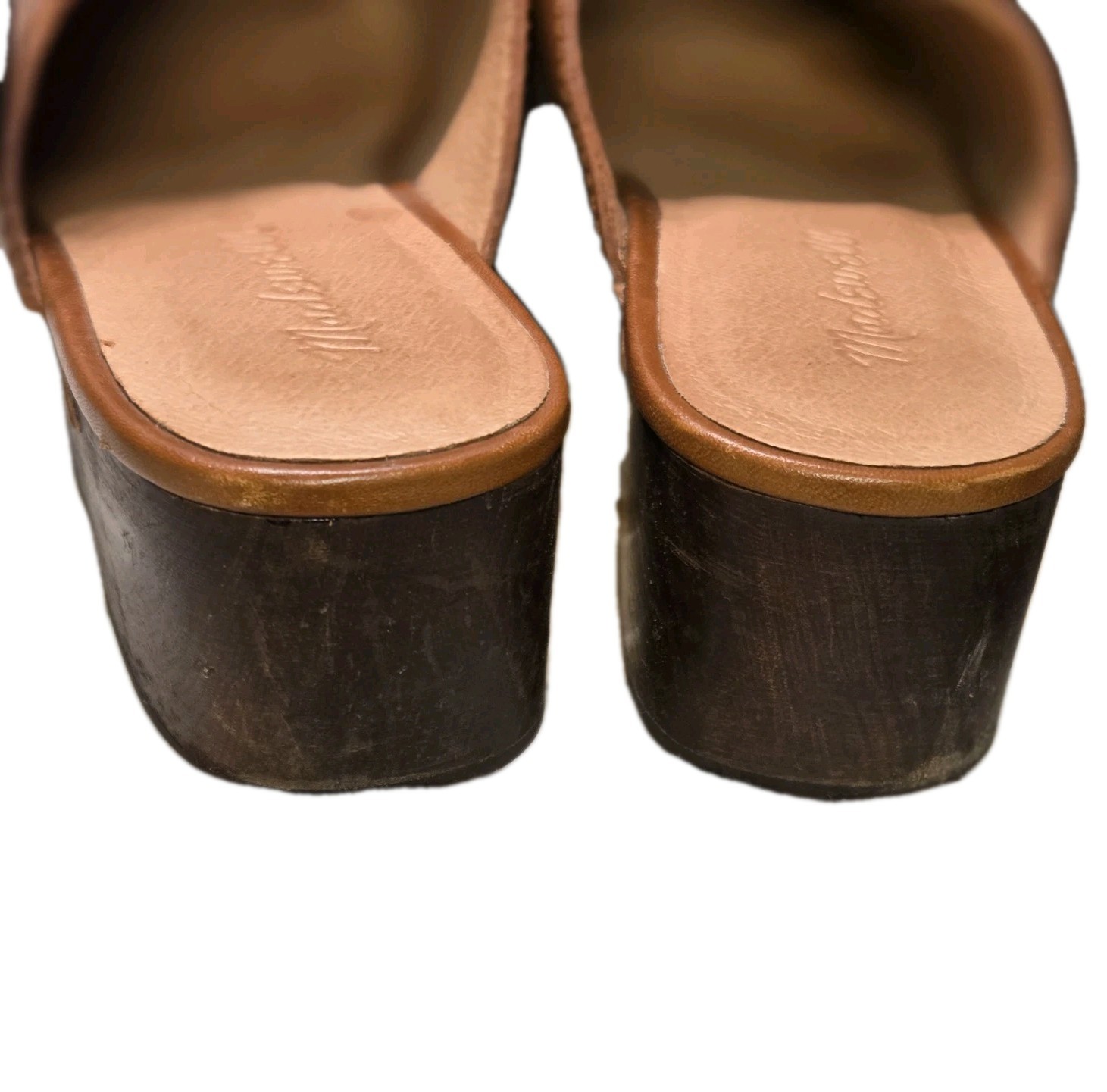 MADEWELL Leather Clogs Womens Sz 7 Oiled English Saddle Brown Cushioned 70s Boho