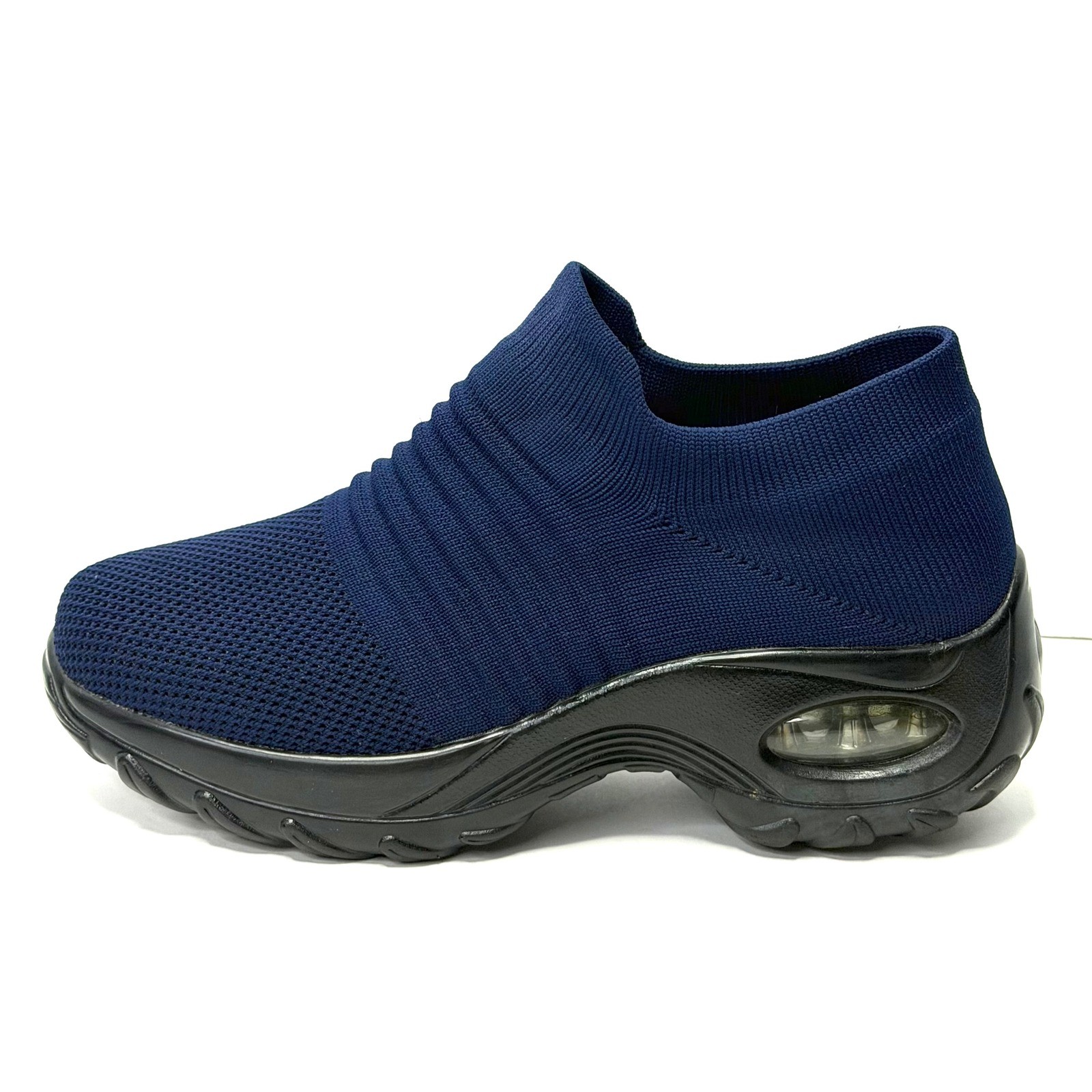 Slow Man Women’s Walking Shoes Sock Sneakers Navy Blue Size 9