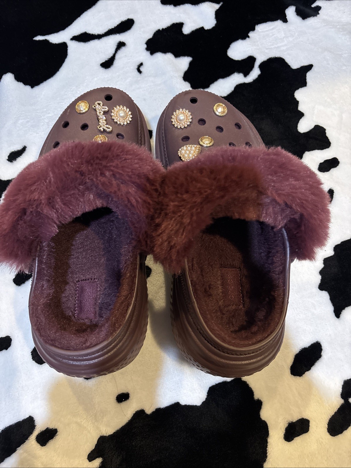Crocs Womens Furever Crush Lined Platform Clogs Dark Cherry M7 W9 $75 208446