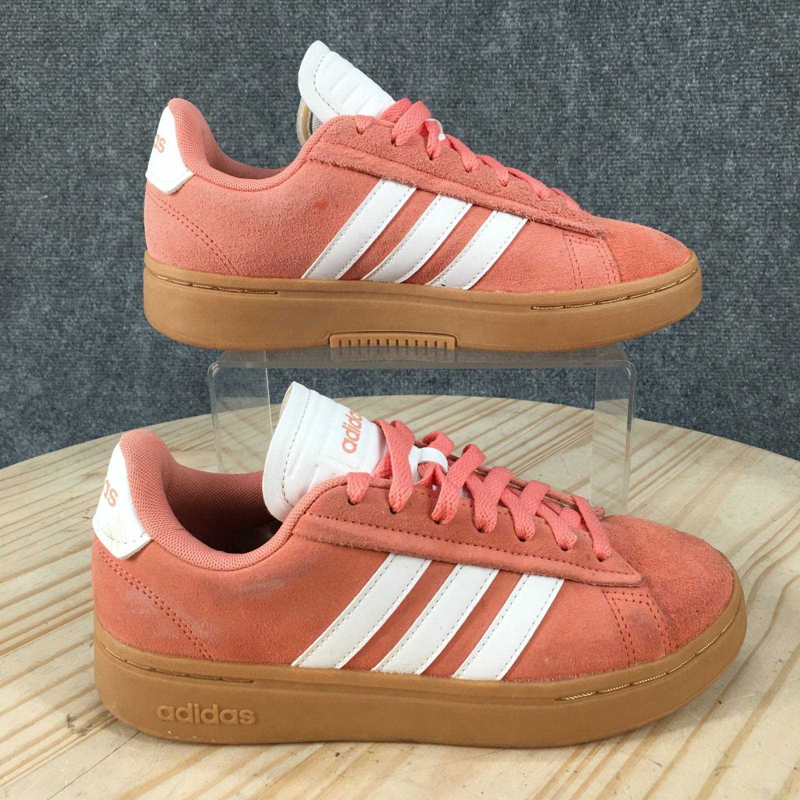Adidas Grand Court Alpha Shoes Womens 6 M Sneakers Casual ID9847 Suede Peach