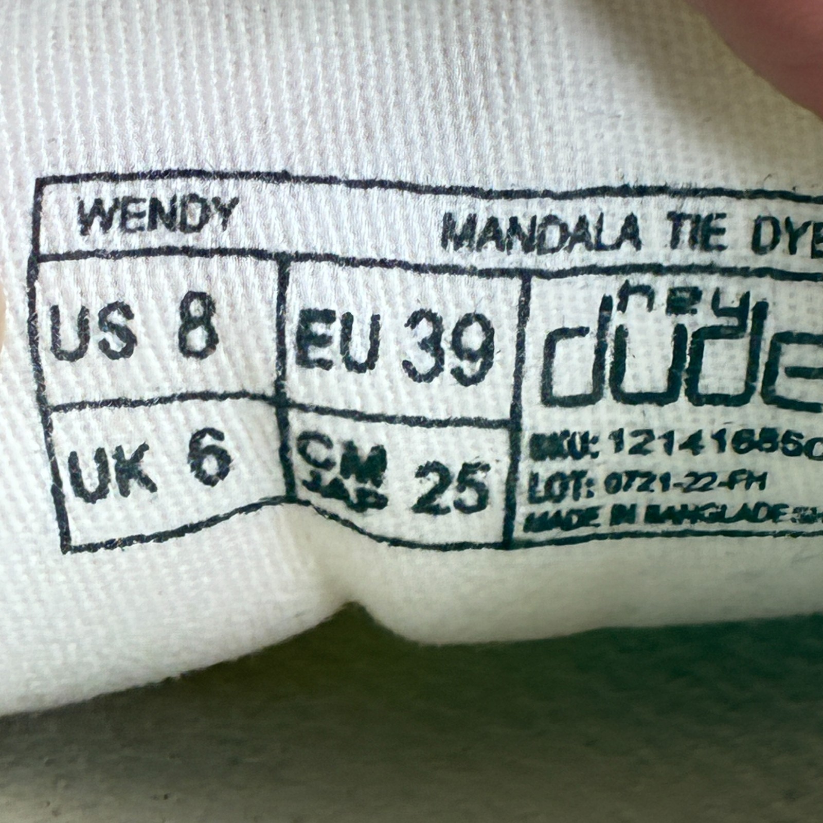 HEYDUDE Wendy Mandala Tie Dye Casual Comfort Low Top Slip On Shoes Womens Size 8