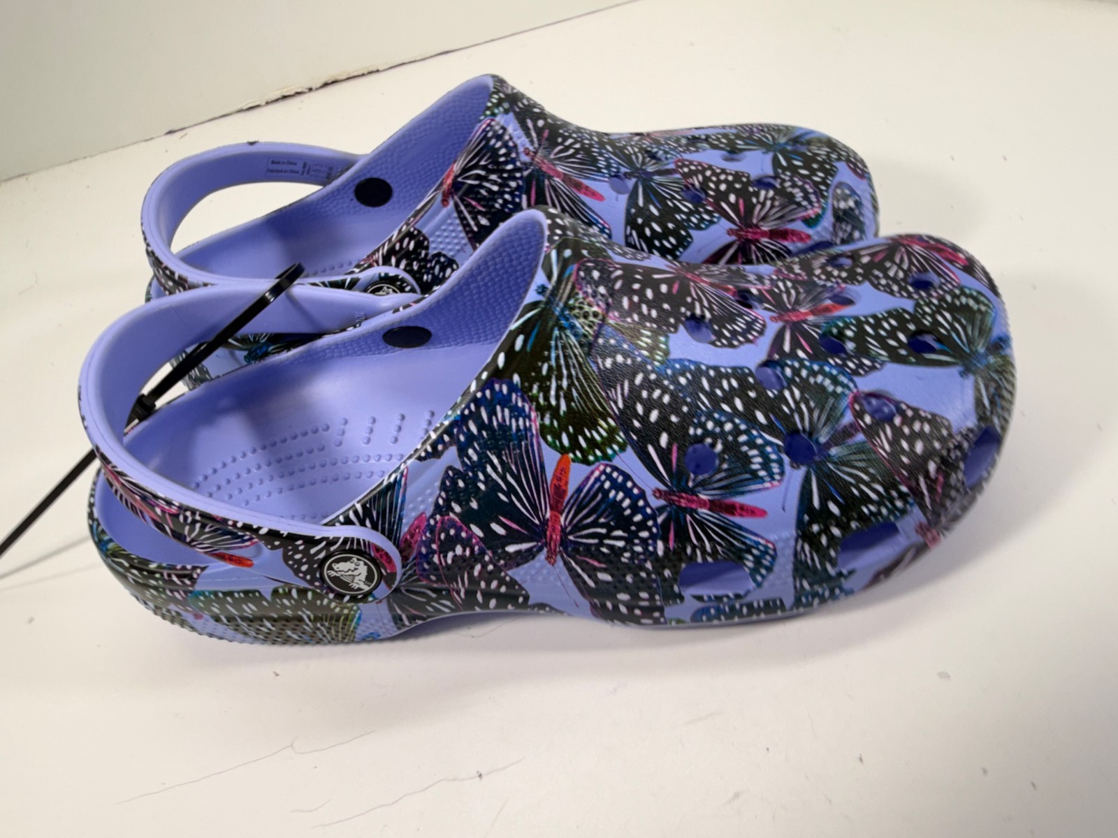 Crocs Classic Butterfly Clogs Womens 11 Moon Jelly Multi Slip-On Comfort NWOT
