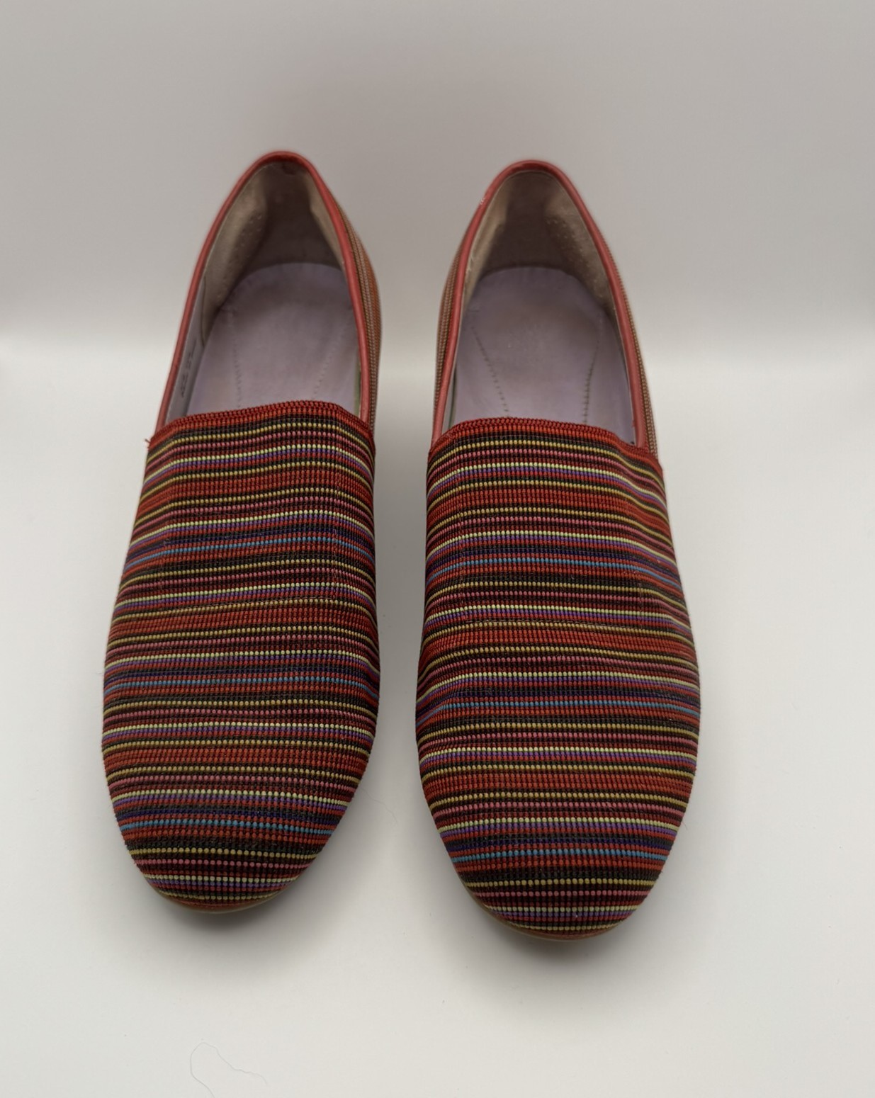 SAS Shoes Becky Jute-Wrapped Wedge Slip-On Red Stripe multi-color 7M Italy