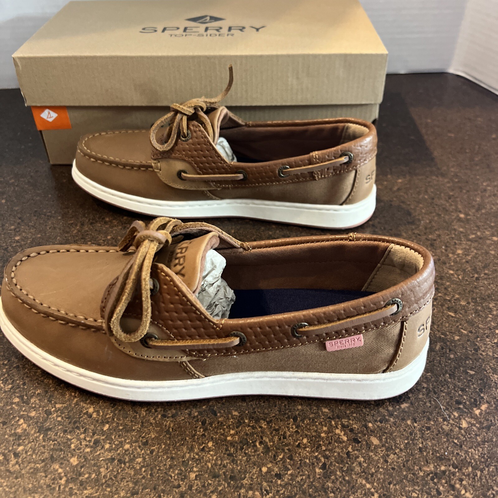 SPERRY Top Sider Women’s Size 5.5 M Koifish 2 Eye Boat Shoes Linen/Oat 95589