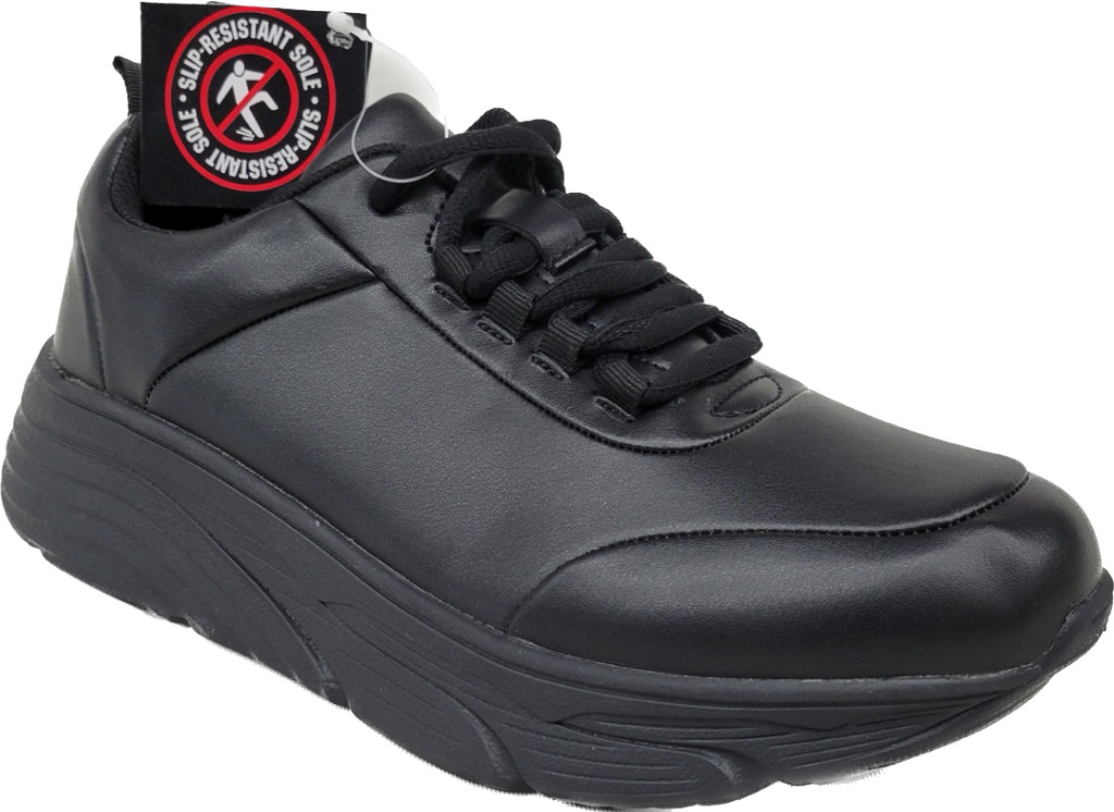 Black Cushion Women Work 2inch tall Shoe Slip Resistant Arch Extend MayTall 2601