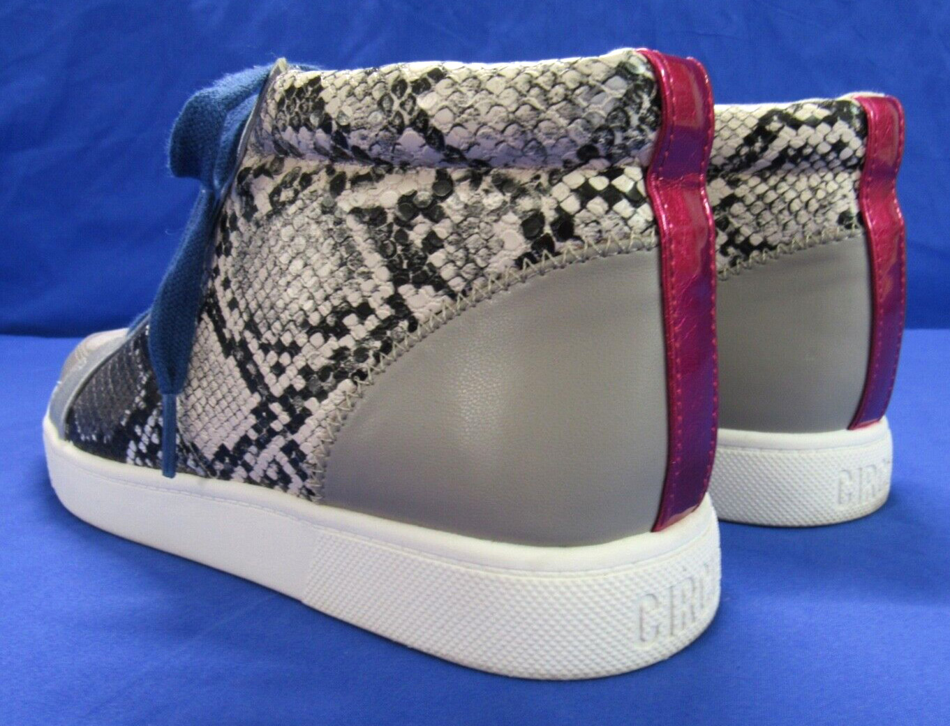 CIRCUS Sam Edelman DESZI Gray SNAKE PRINT Lace-Up MID-TOP Fashion Sneakers Sz 8M