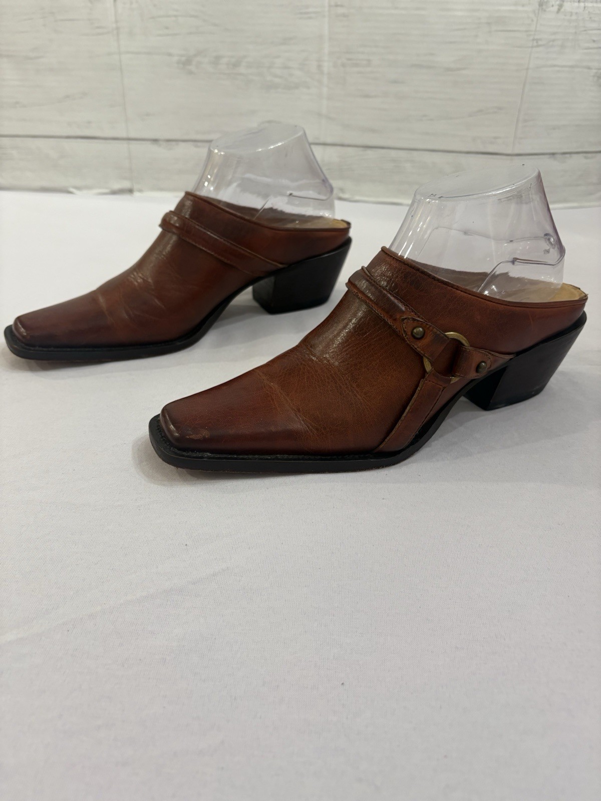 CHARLIE 1 HORSE LEATHER SLIP ON MULE BRAZILIAN WESTERN SHOES SZ 7.5 B