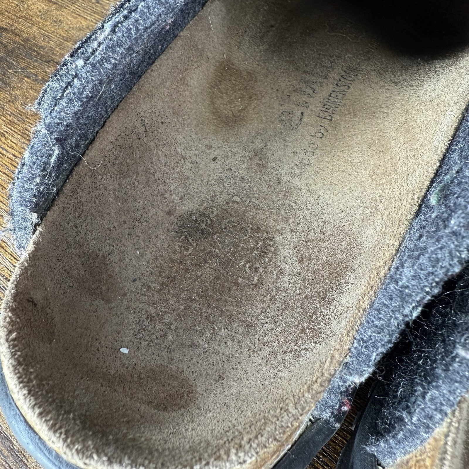 Birkenstock Betula Boston Shoes Womens Size 6 (37) Wool Felt Slip On Black Grey