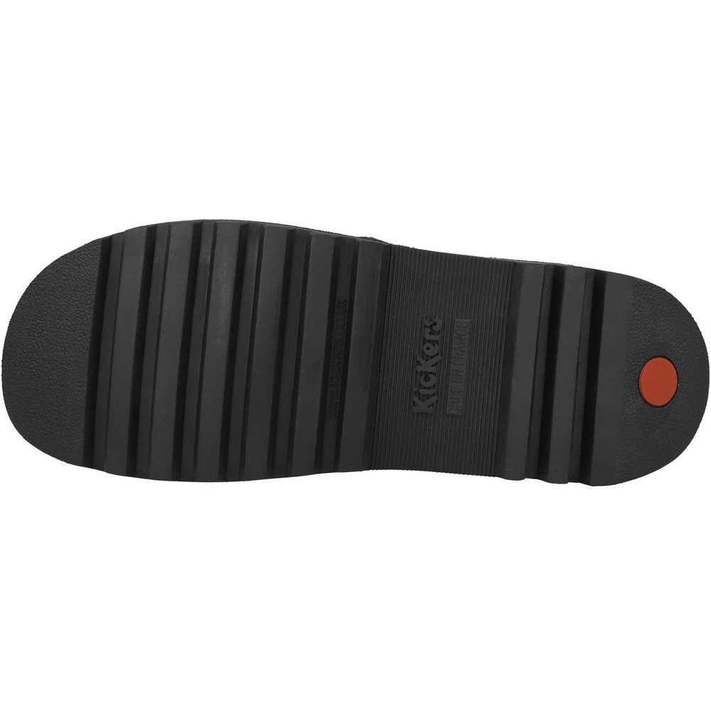 Kickers Kick T Double Black School Shoes Leather T-Bar Buckle Grip Kids