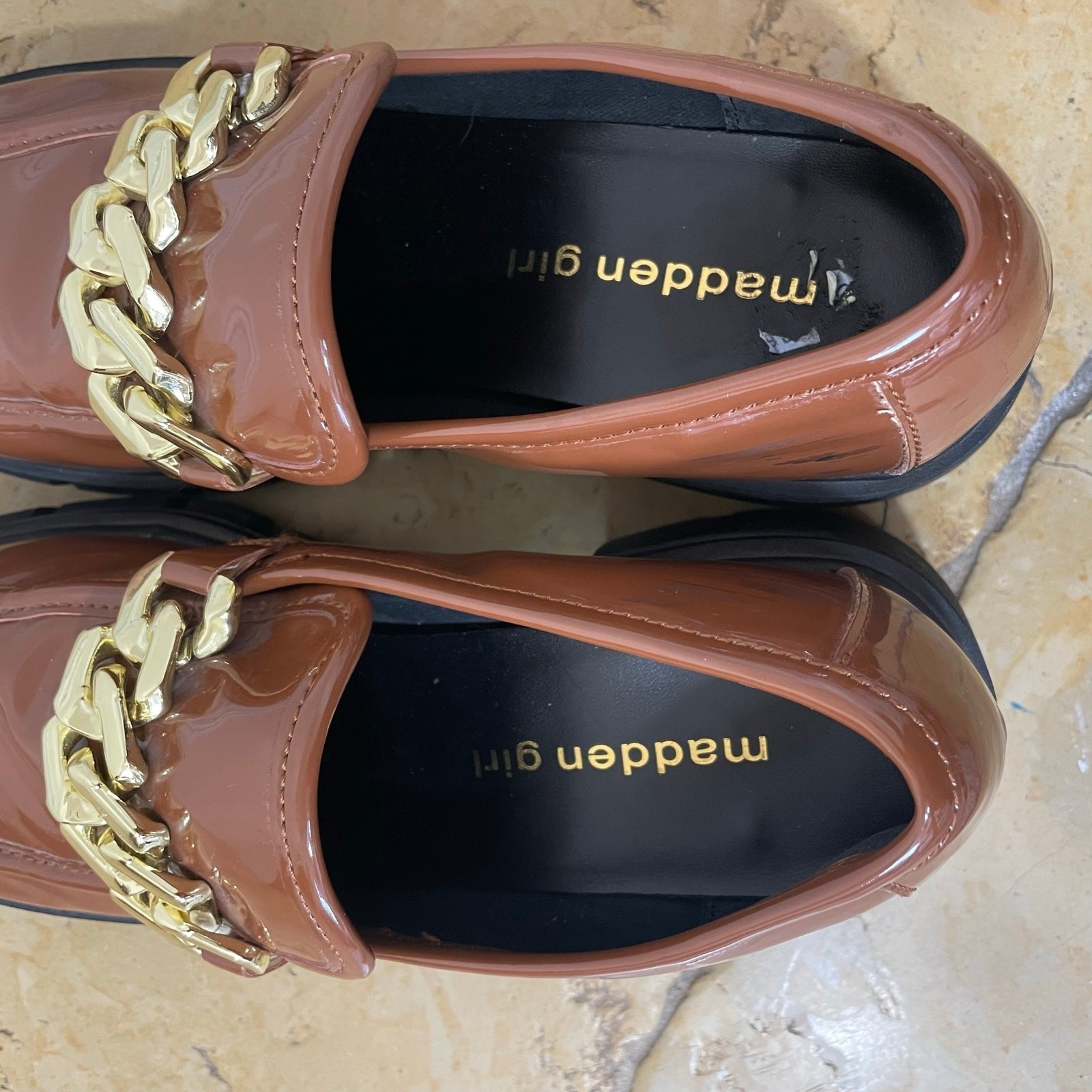 Y2K 90s Madden Girl Loafers Sz 7.5 Brown Chunky Platform Lug Twee Indie Sleeze
