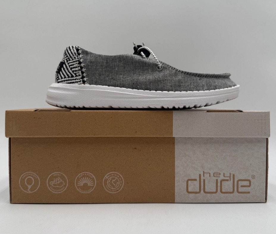 Hey Dude WENDY CHAMBRAY ONYX Women’s NEW Slip On Grey Multiple Sizes