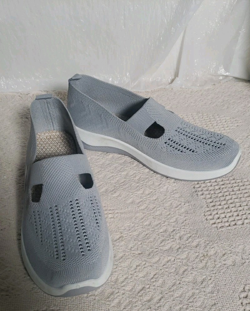 Womens Slip On Shoes Mesh Light Gray EU 42 Womens 9 Walking Cruise Beach Casual
