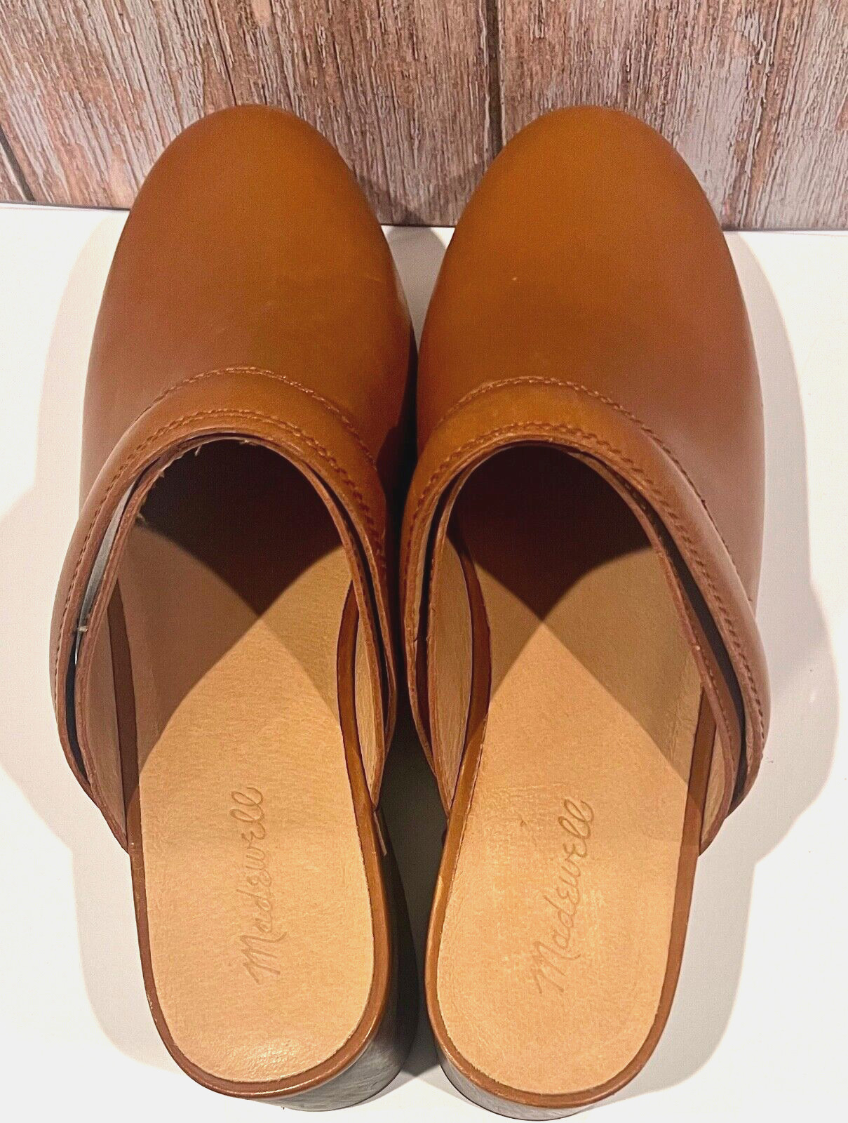 MADEWELL Cecily CLOG English Saddle Size 9.5 Oiled Leather Honey Brown Cute Shoe