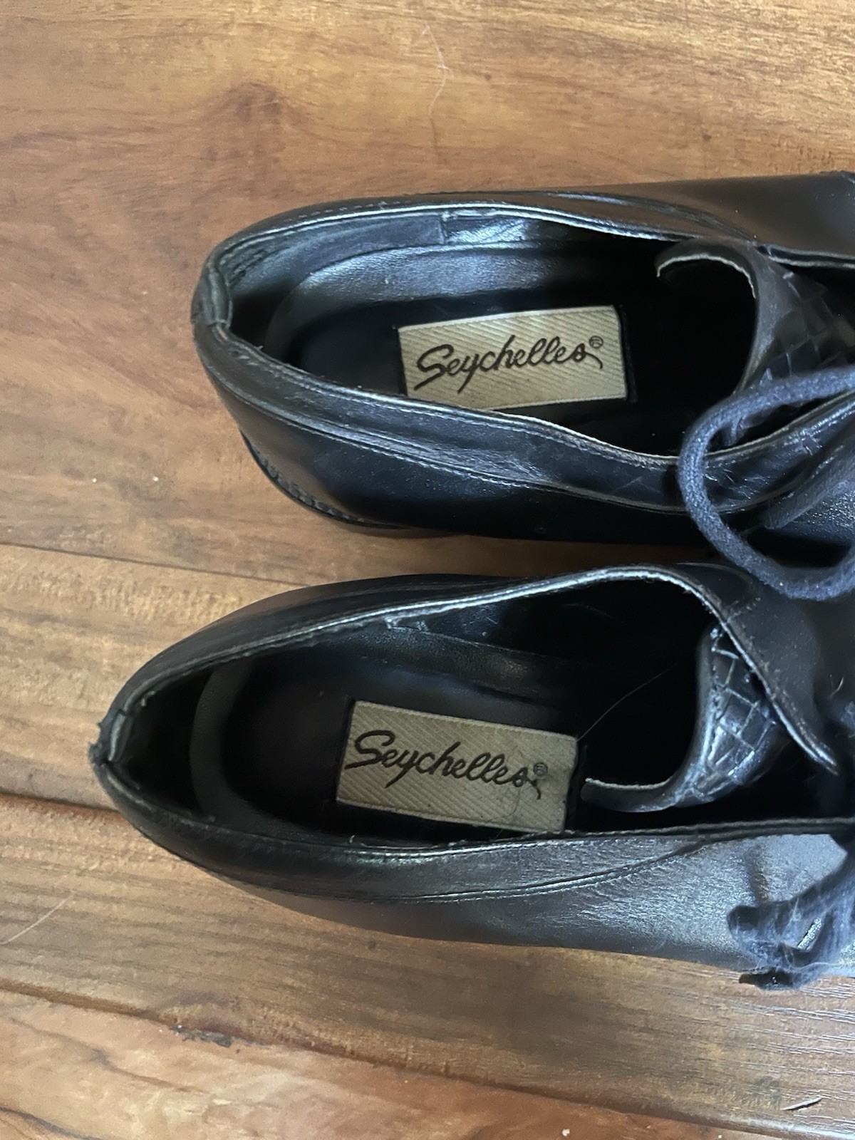 Seychelles Black Woven Leather Lace-Up Oxford Dress Shoes Almond Toe US 8M