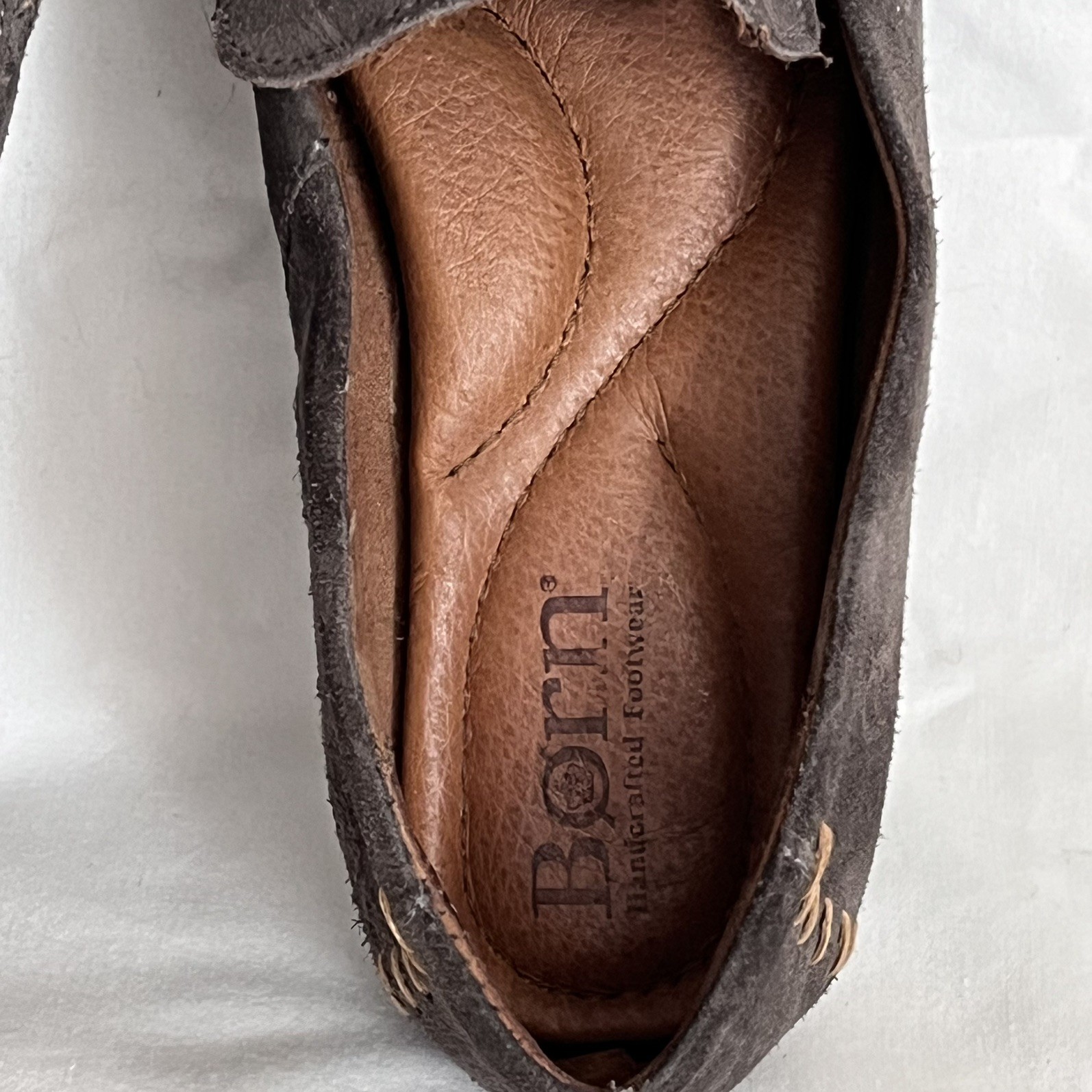 Born Handcrafted Leather Size 7 Women’s Grey Brown Slip On Casual Comfort Mexico