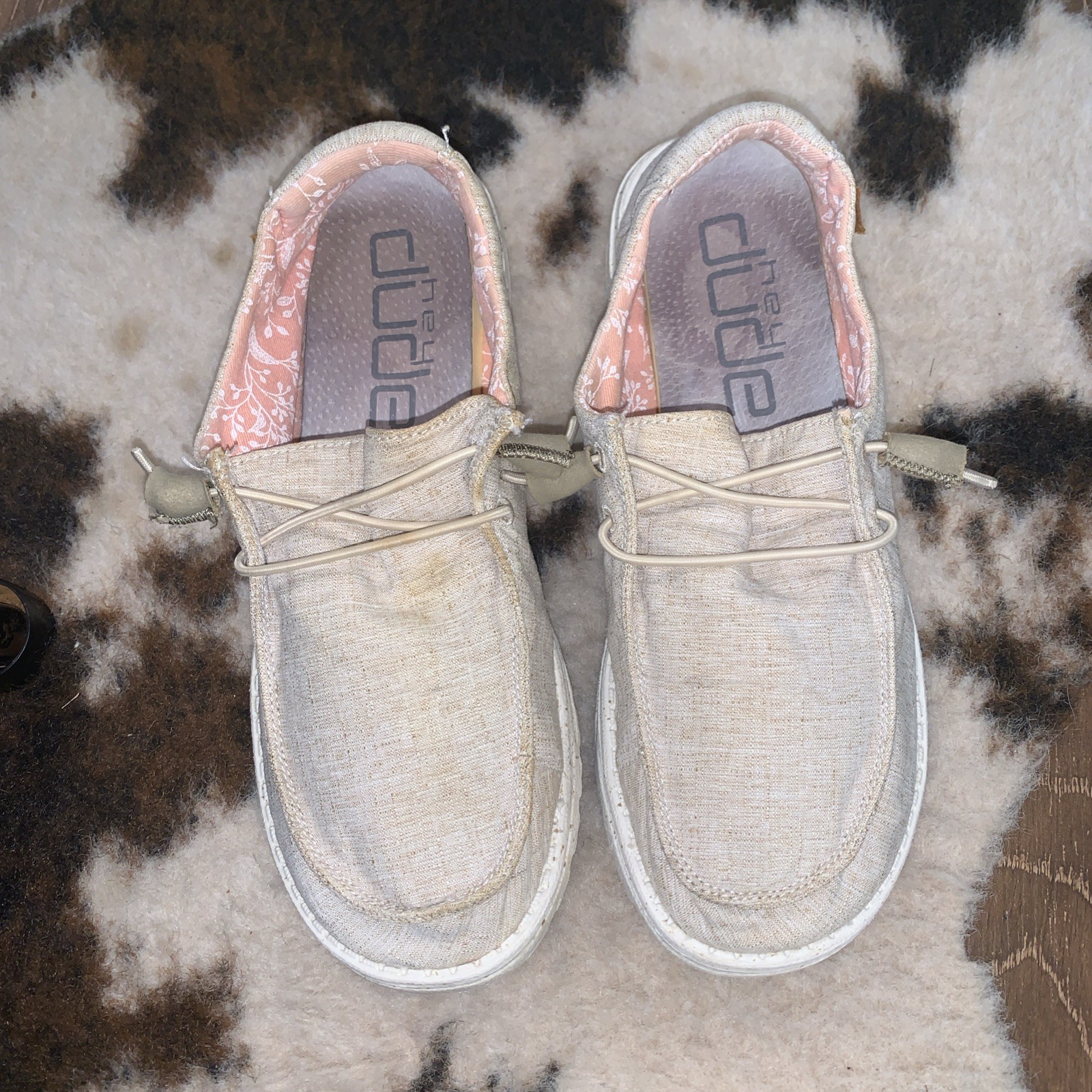 hey dude wendy 9 Chambray White Nut Beige Preowned