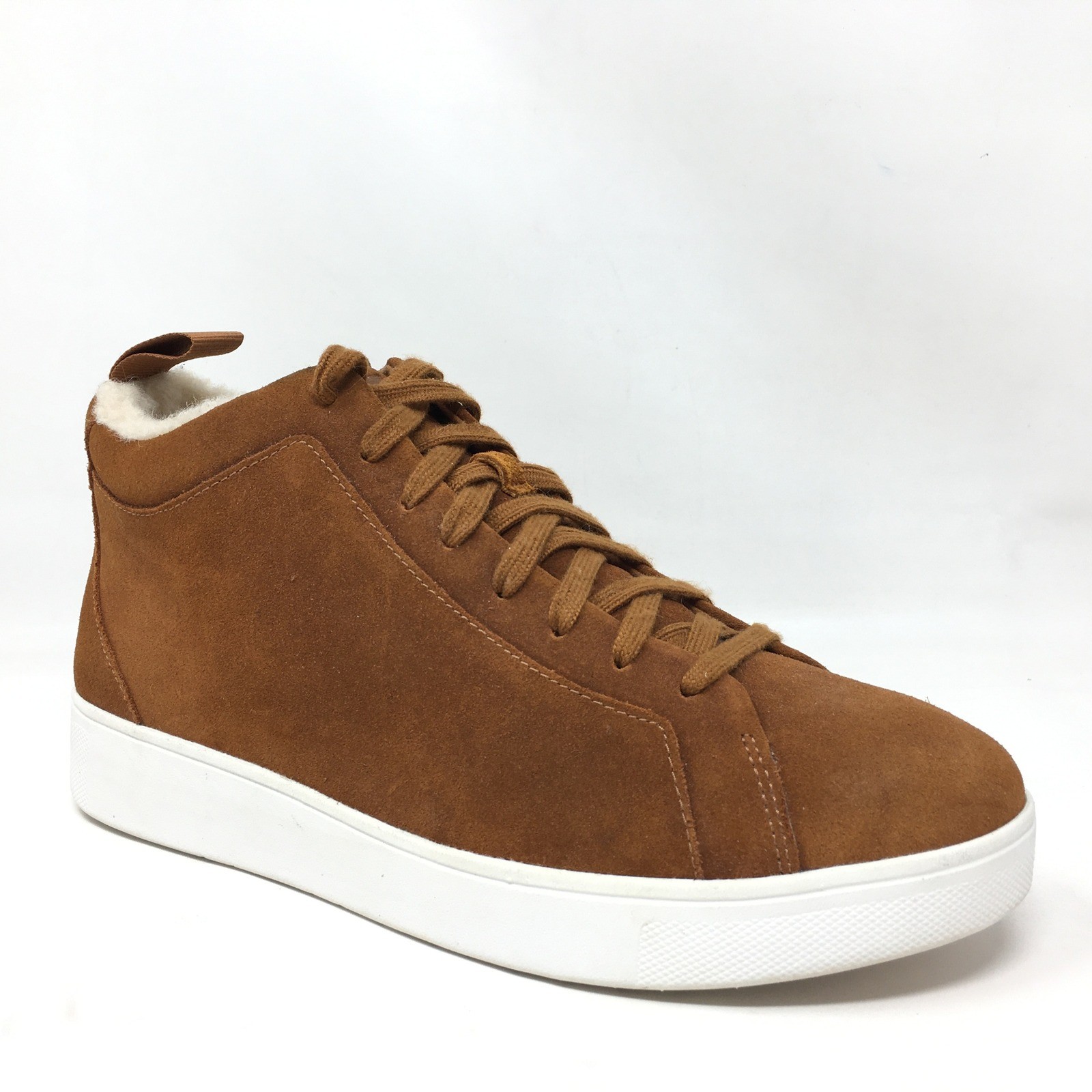 FitFlop Rally High Top Sneakers Shoes Womens Size 8.5 Brown Suede Plush Lining