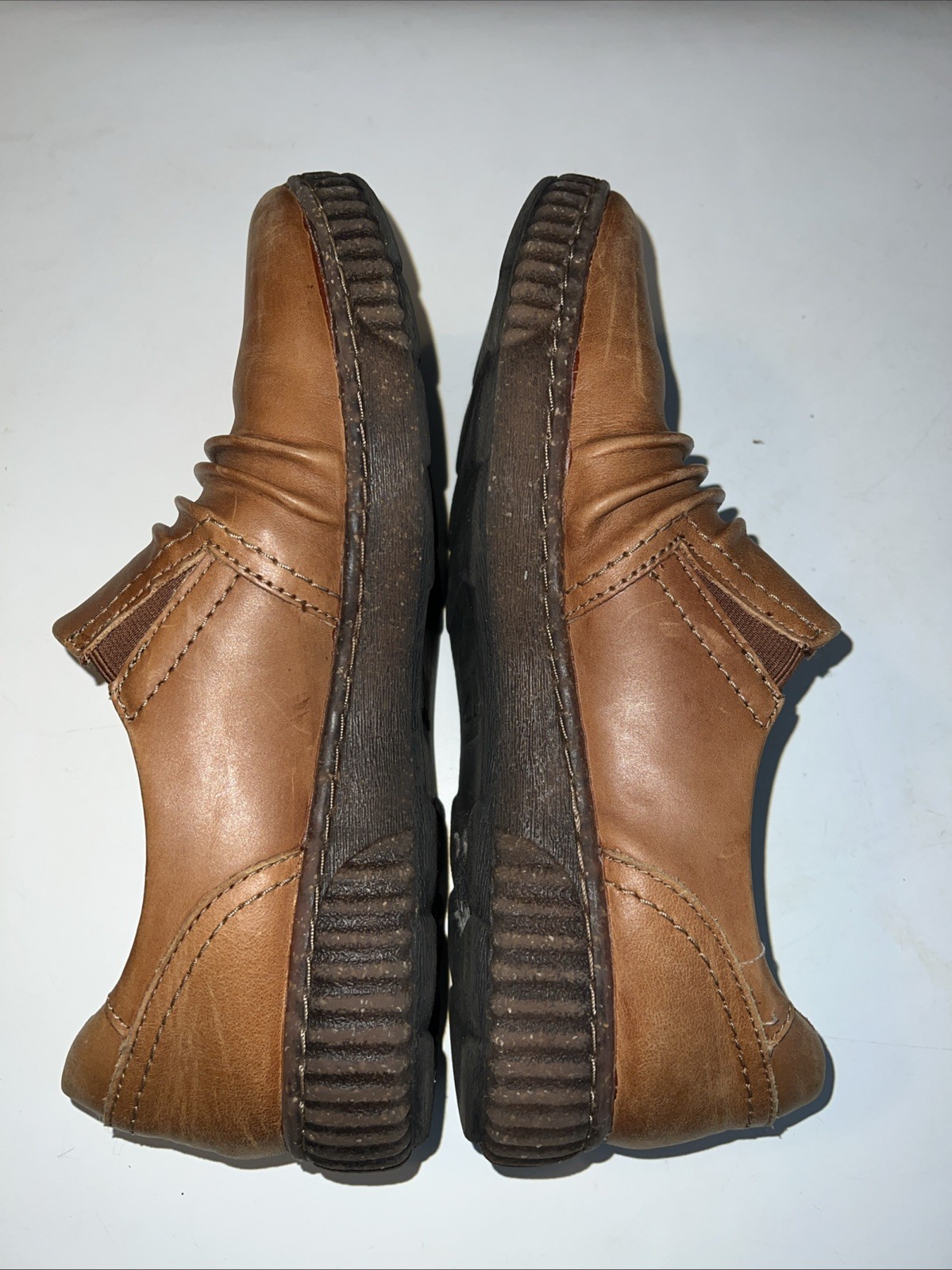 Clarks Magnolia Faye Saddle Brown Leather Ruched Slip On Loafer Moccasin 8.5