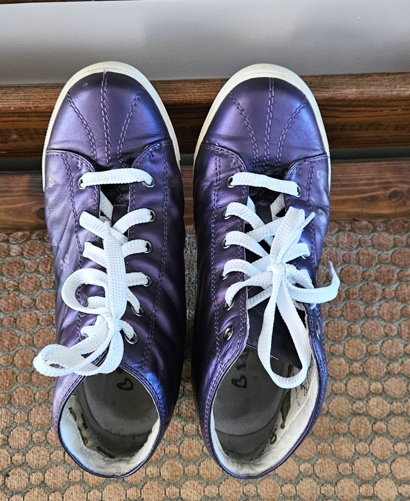 Woman’s Junior Purple Girl Print Wedge Tennis Shoes, Size 6 (9 Inches) 1.5 UK