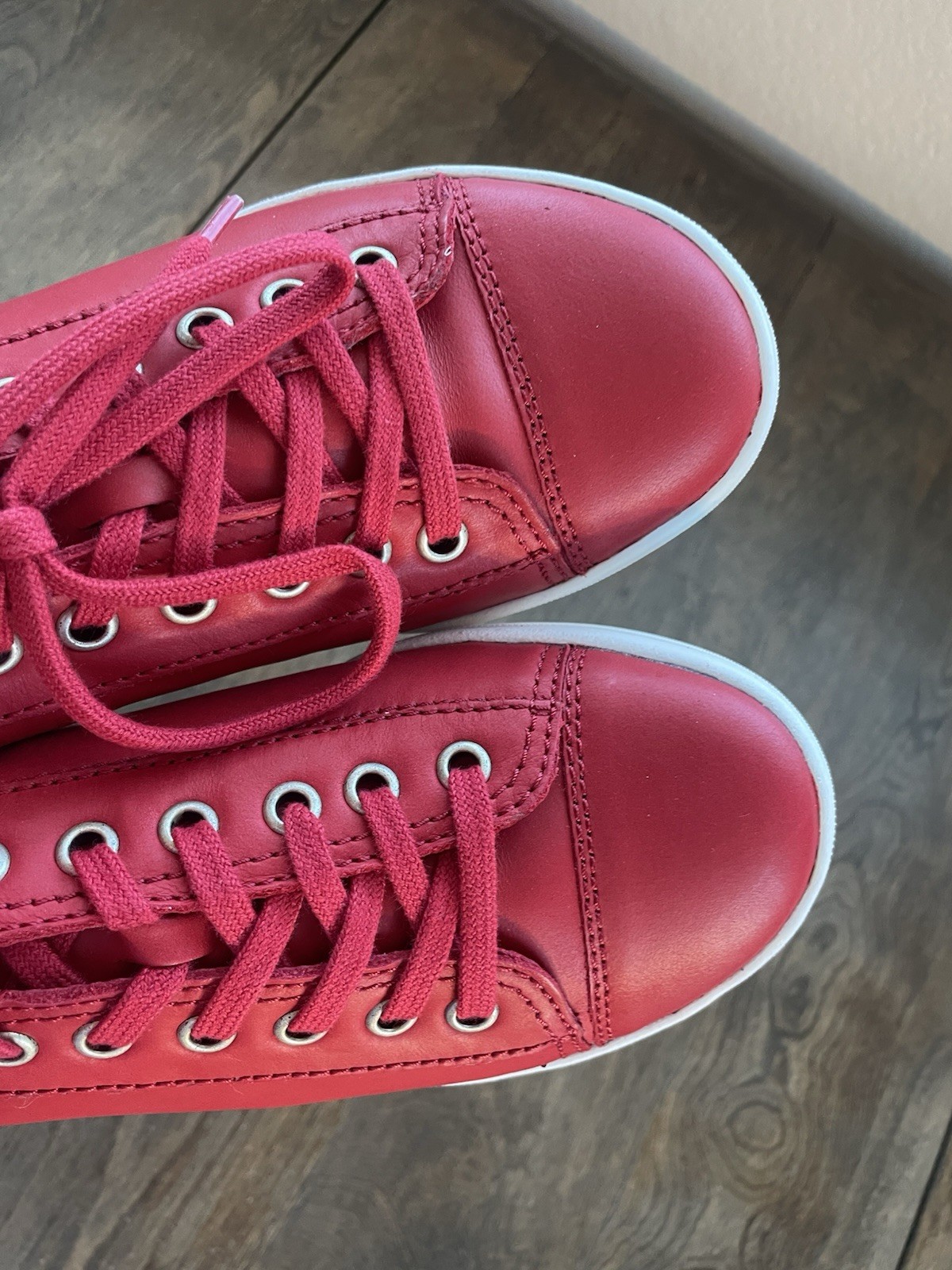Josef Seibel Sina 11 Red Sleek Leather Sneakers Shoes Lace Up US 6-6.5 EU 37