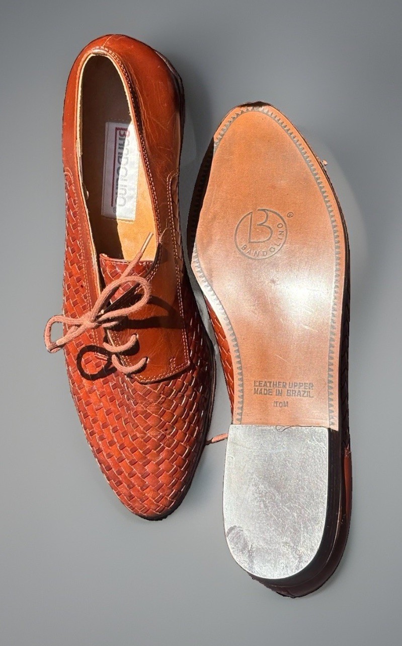 Vintage Bandolino Brown Woven Leather Oxford Women’s US10M Made In Brazil