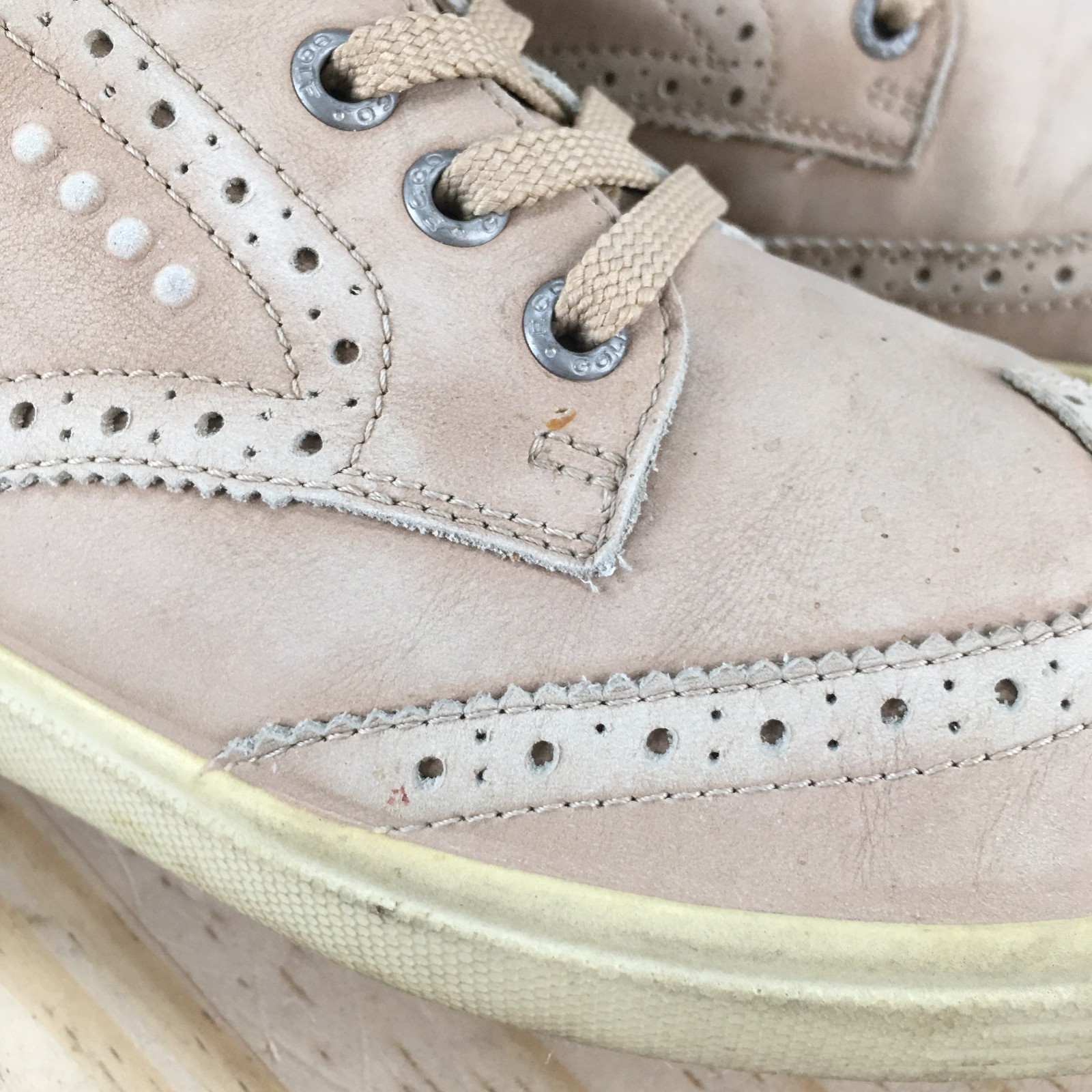 ECCO Shoes Womens 39 Hybrid Golf Sneakers Wingtip Pink Leather Round Toe Low Top