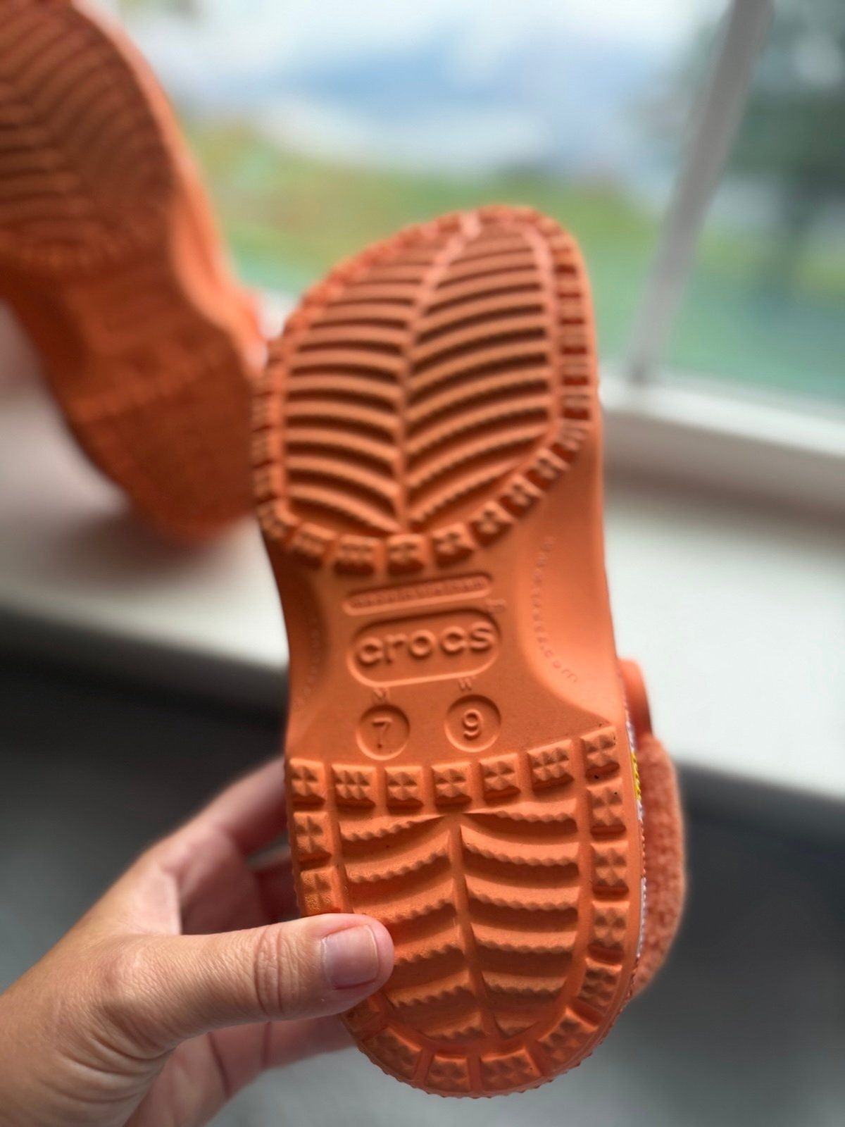 Crocs Zen Garden Sensory Orange Floral Terry Cloth Classic Clogs M 7 | W 9