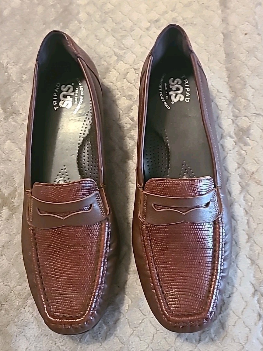 SAS Tripad Penny J Women’s Brown Slip On Leather Penny Loafers Size 10N New
