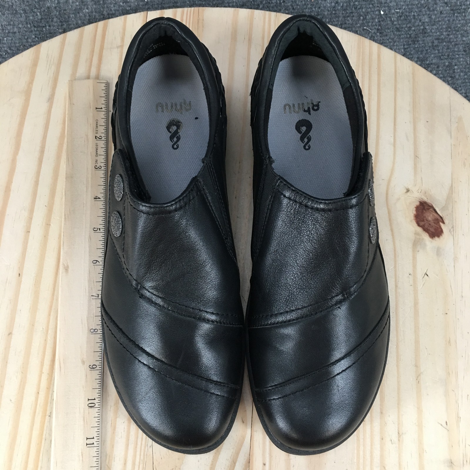 Ahnu Casual Shoes Womens 10 Karina Comfort Leather Slip On Walking Fit Black