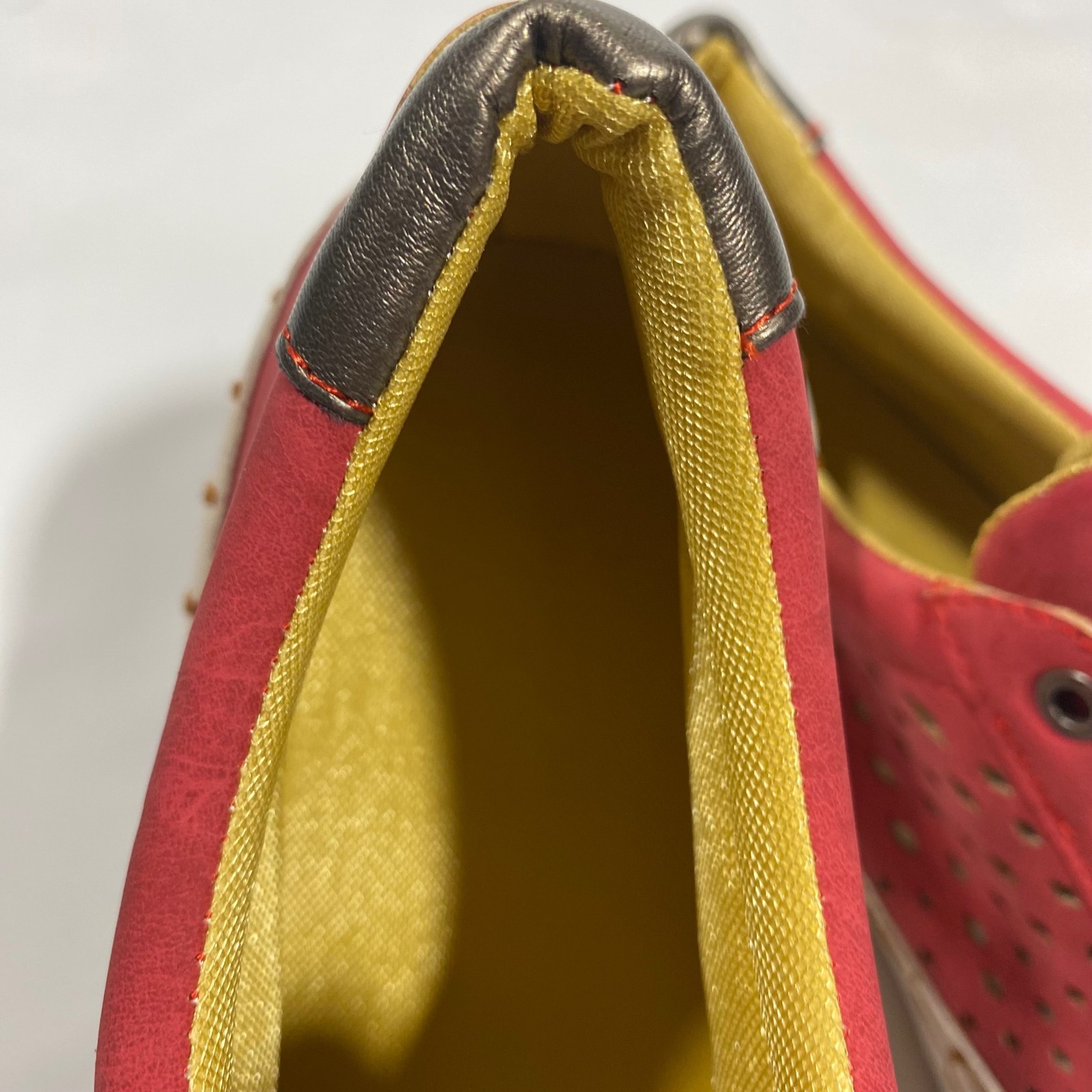 Slip On Sneakers Womens 10 Red Perforated Cork Trim Low Top Casual Shoes Comfort