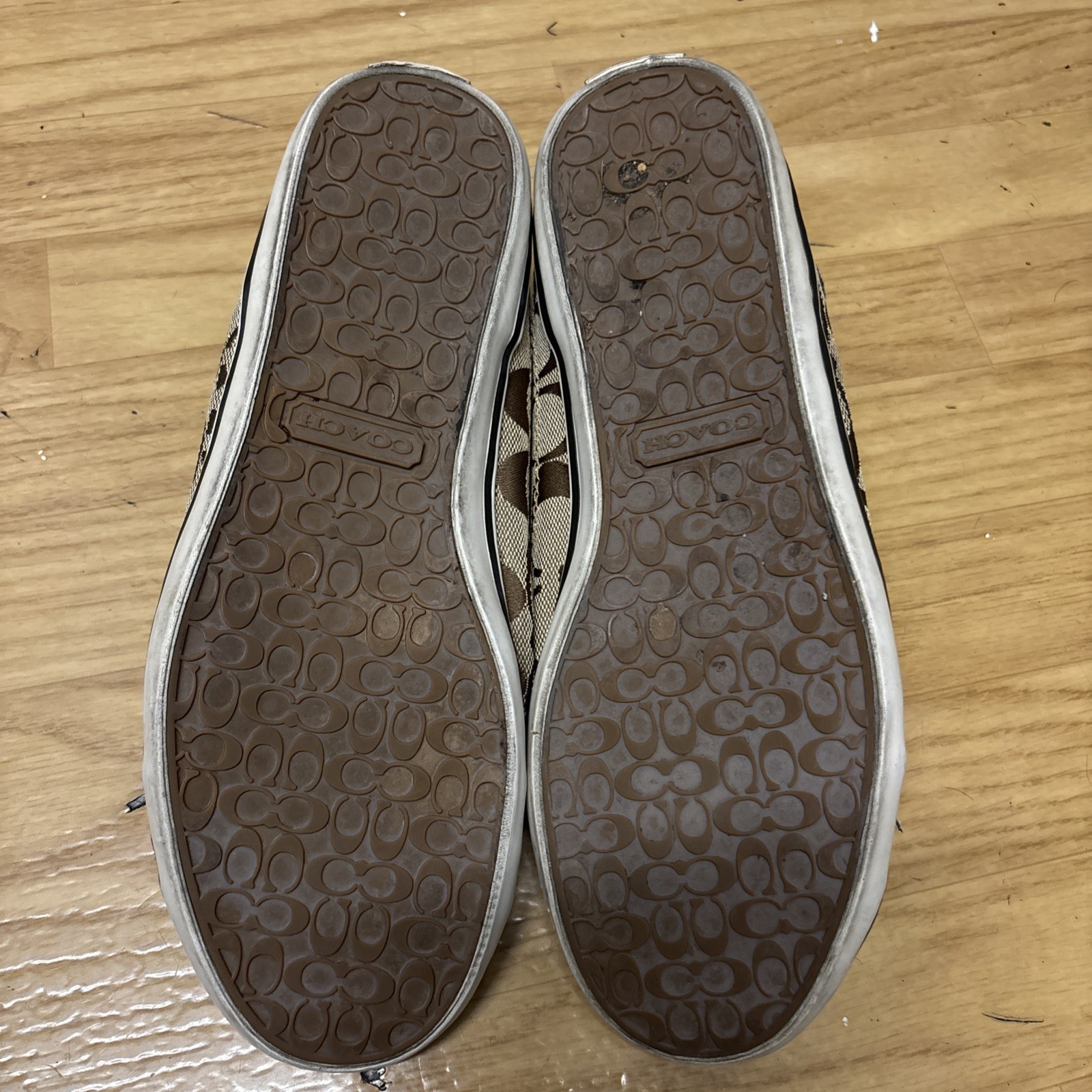Coach Keeley Khaki Signature C Logo Sneakers Slip On Shoes Embroidered Women 8.5