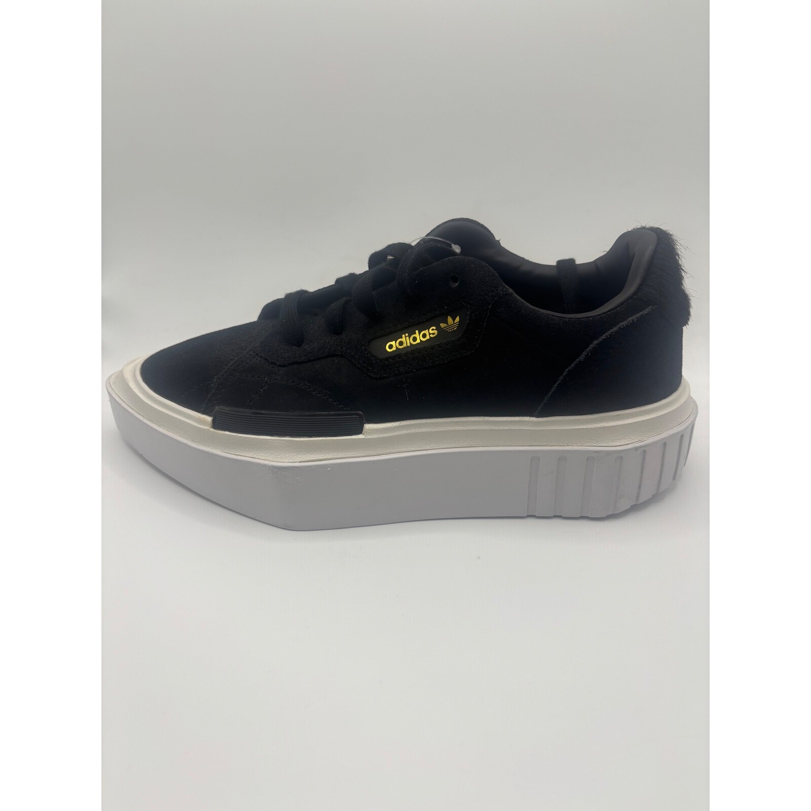 Adidas Sleek Super Platform Sneakers Core Black EE7037 Suede Pony Hair 6