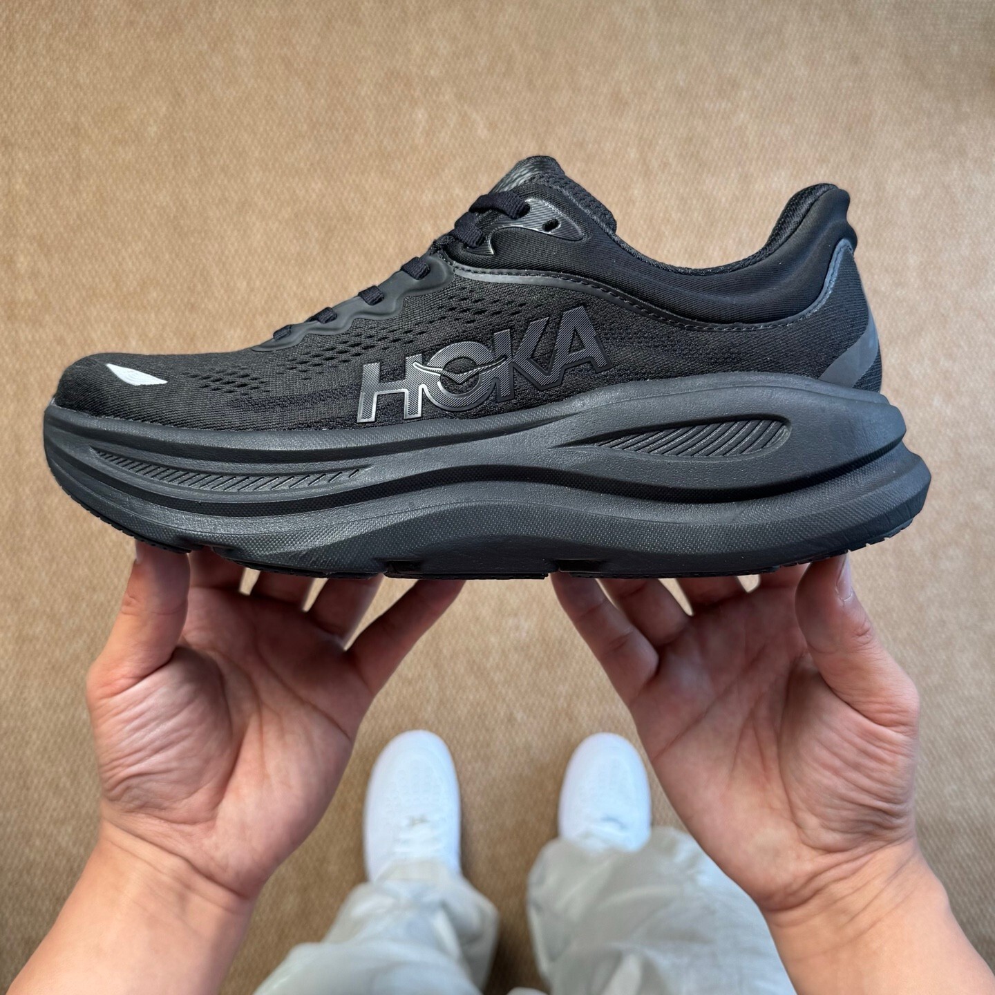 HOKA Bondi 9 Road-Running Shoes – Women’s, Color: Black/Black, New.
