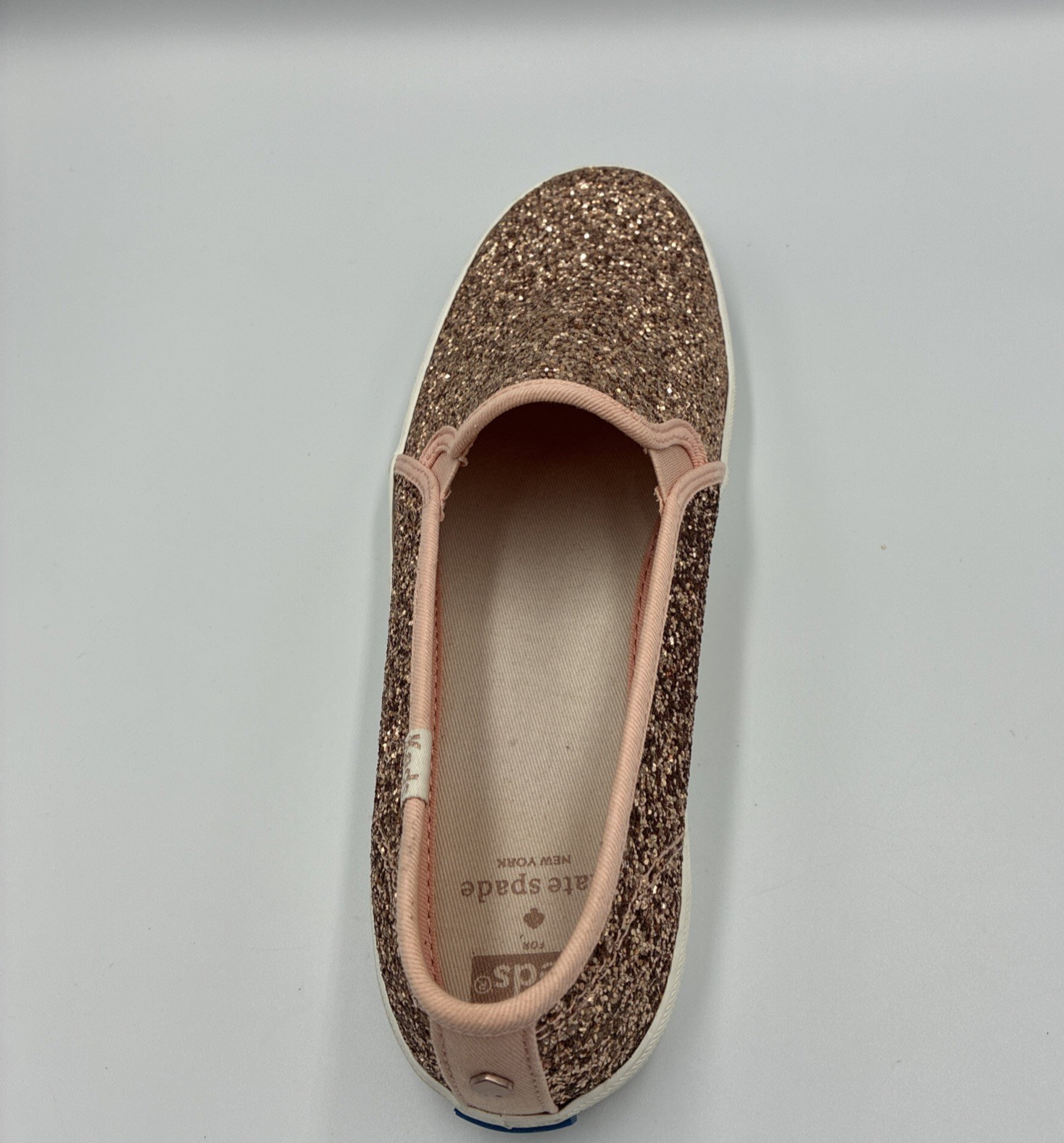 Keds x Kate Spade Triple Decker Womens Size 10 Rose Gold Glitter Slip On Shoes