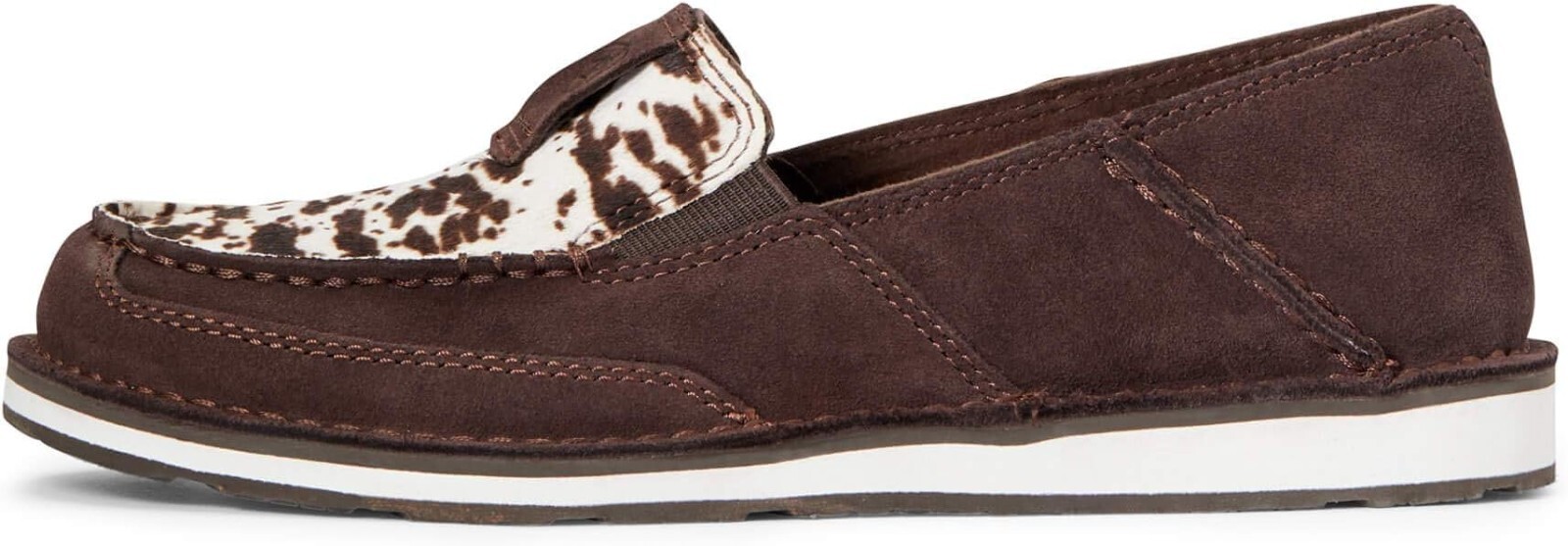 Ariat Women Cruiser Boat Shoe Leather Loafer Chocolate Chip Suede/Spotted Hair 6