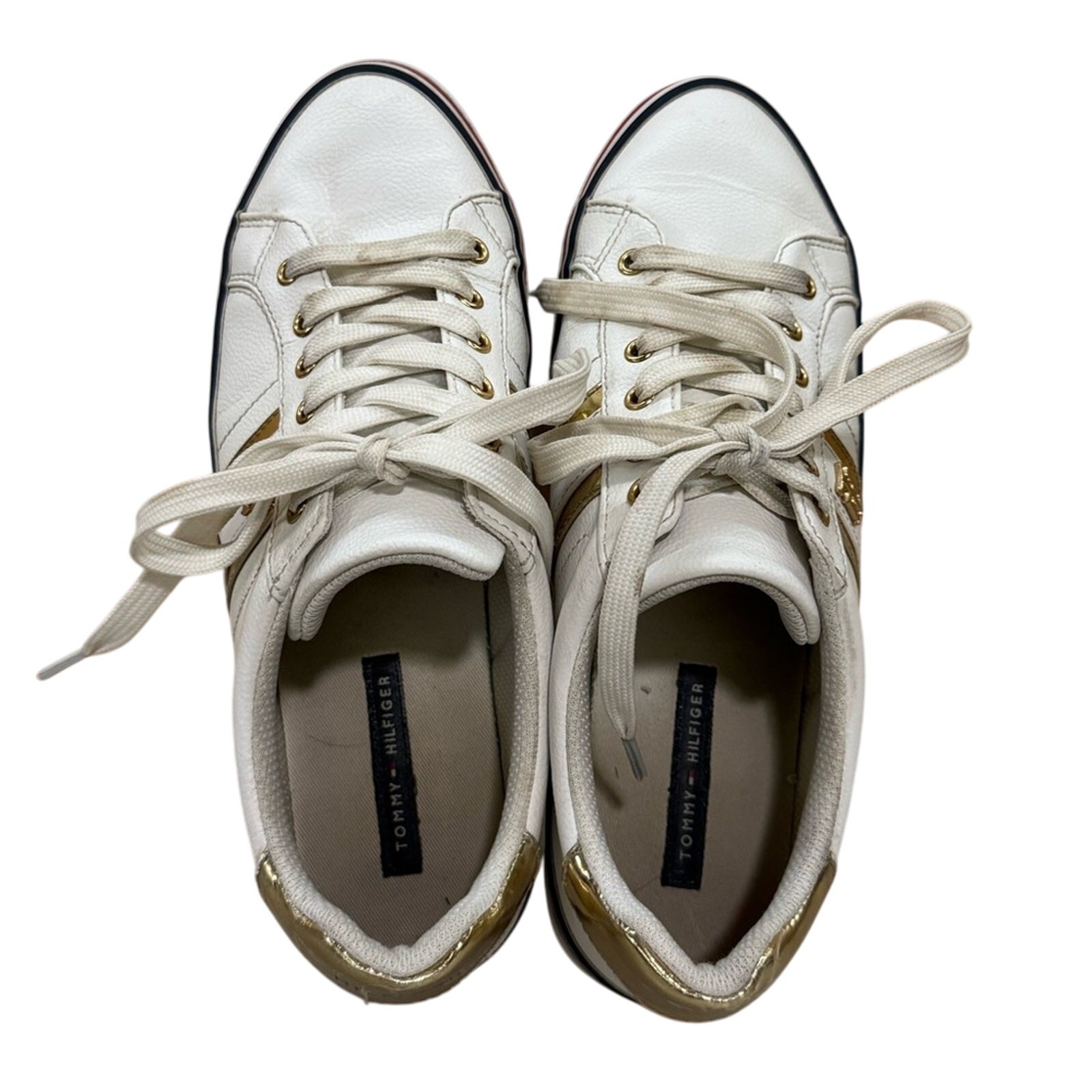 Tommy Hilfiger Fentii White Gold Sneakers Women’s Size 9 Classic Preppy
