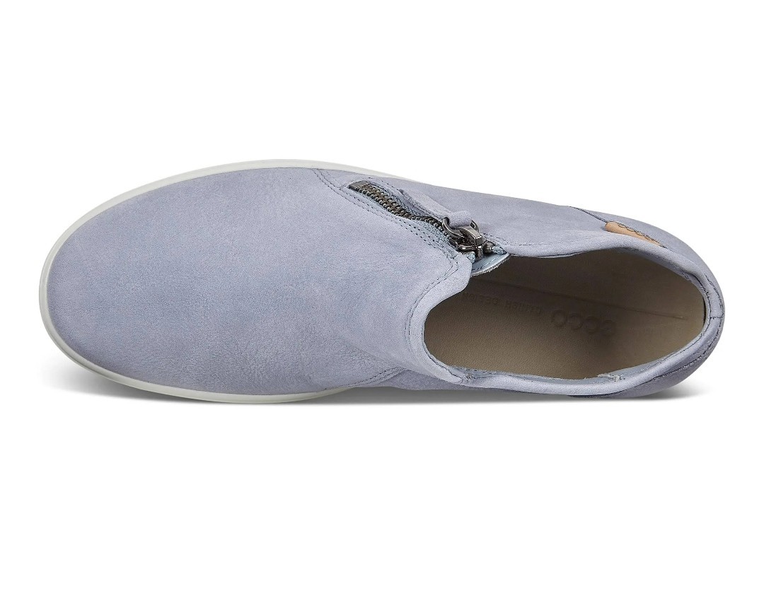 ECCO Women’s Soft 7 Low Cut side Zip Nubuck Bootie Sneakers Dusty Blue US 6-6.5