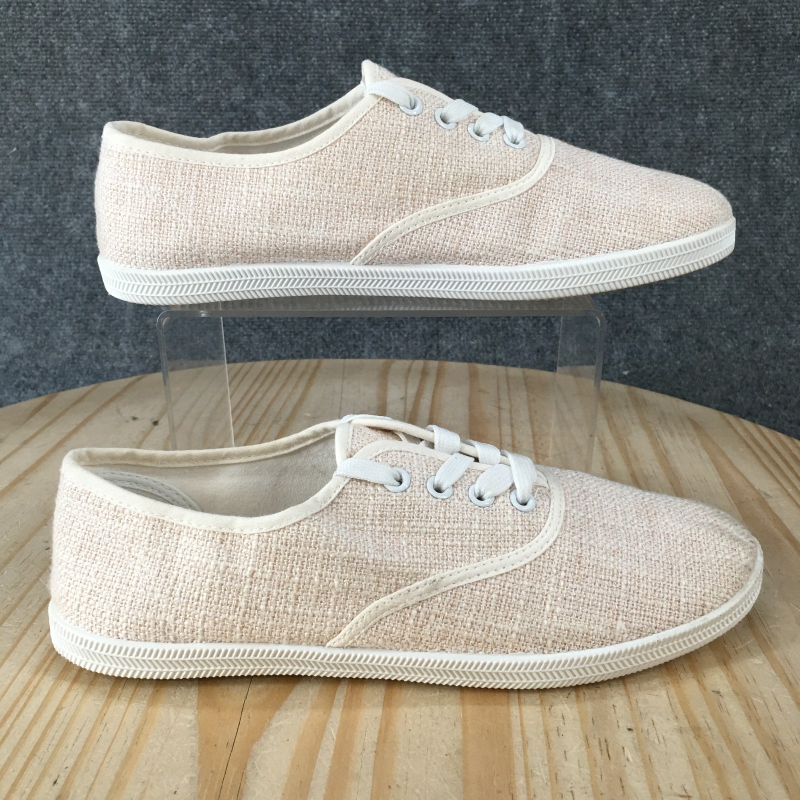 Venus Celia Flax Sneaker Shoes Womens 41 Comfort Lace Up Round Toe Low Beige