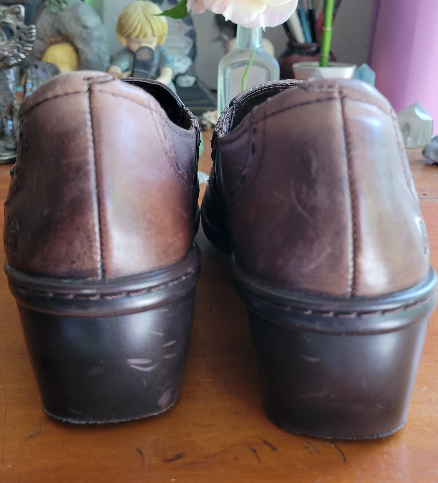 Earth Origins Shoes Womens 8 Brown Carma 2 Leather Clogs Wingtip Slip-ons