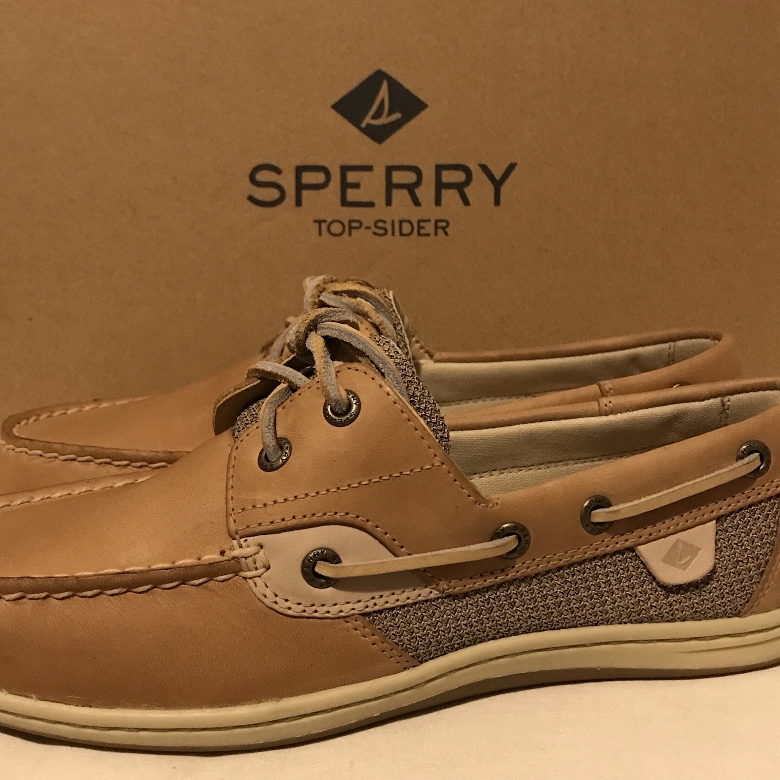 NEW SPERRY Top Sider Women’s Size 6 M Koifish 2 Eye Boat Shoes Linen/Oat 95589