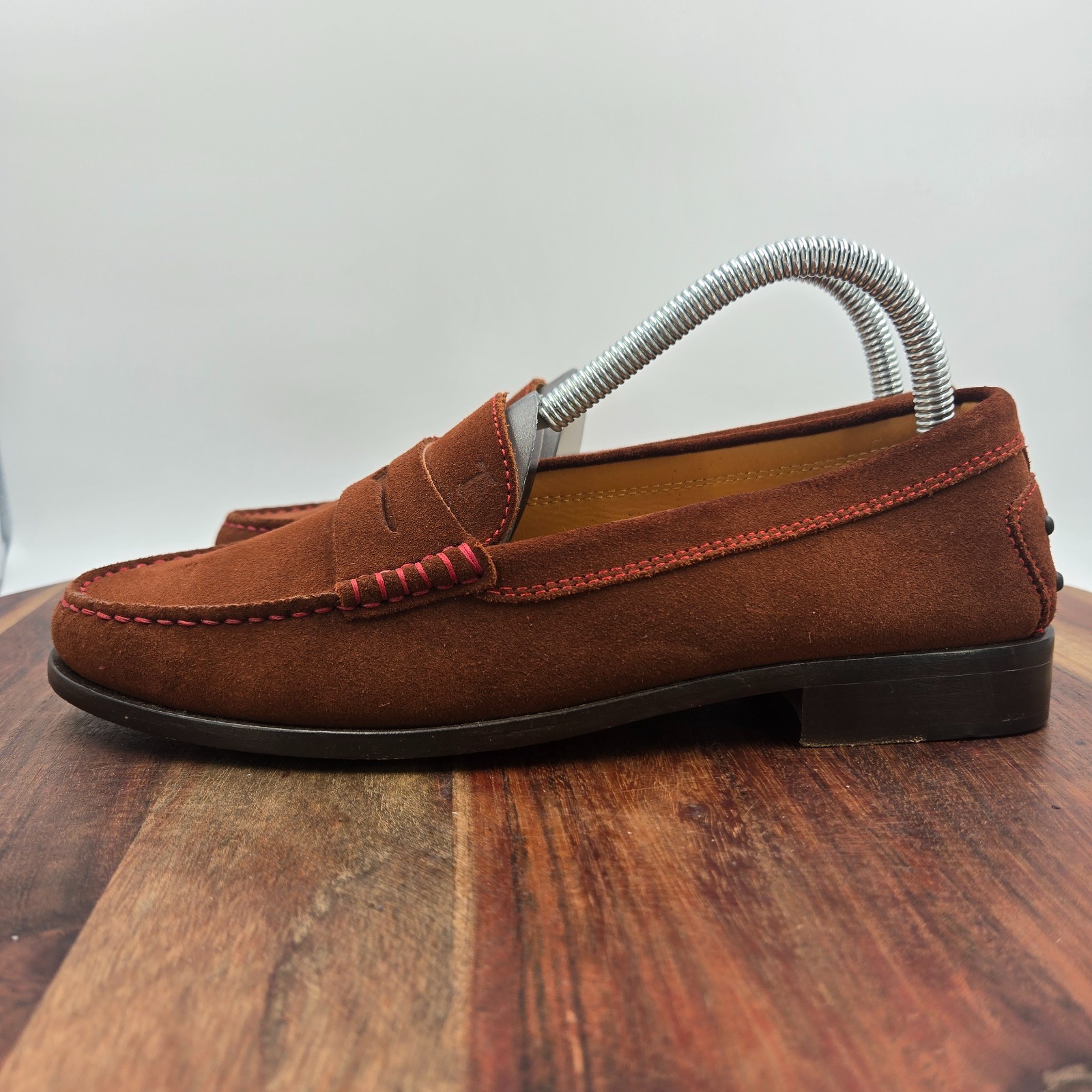 Tod’s Penny Loafer Shoes Women’s 9 Brown Suede Moc Toe Slip On Flats Moccasin