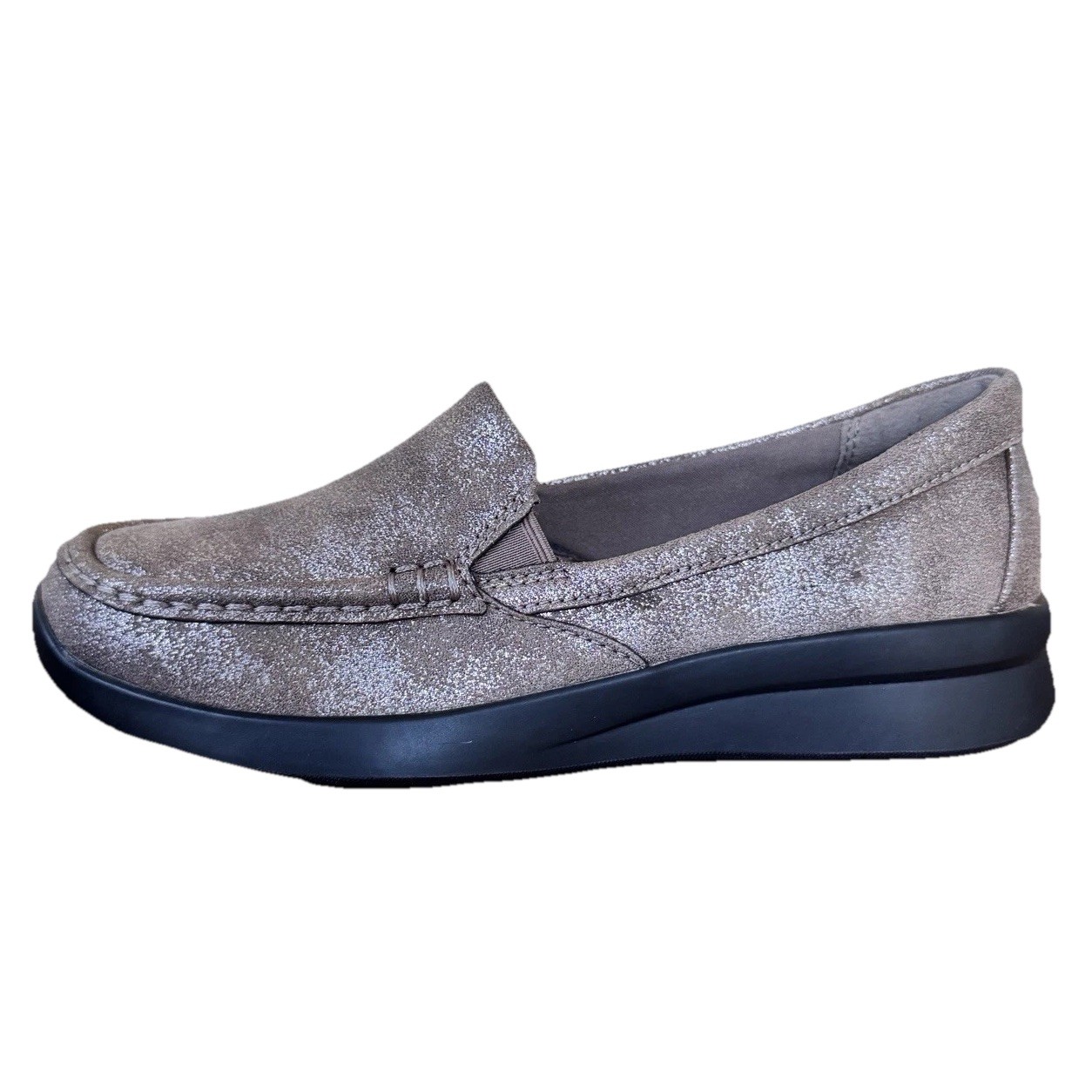 Clark’s Collection Women’s Bronze Metallic Sparkle Slip On Comfort Shoes Size 6