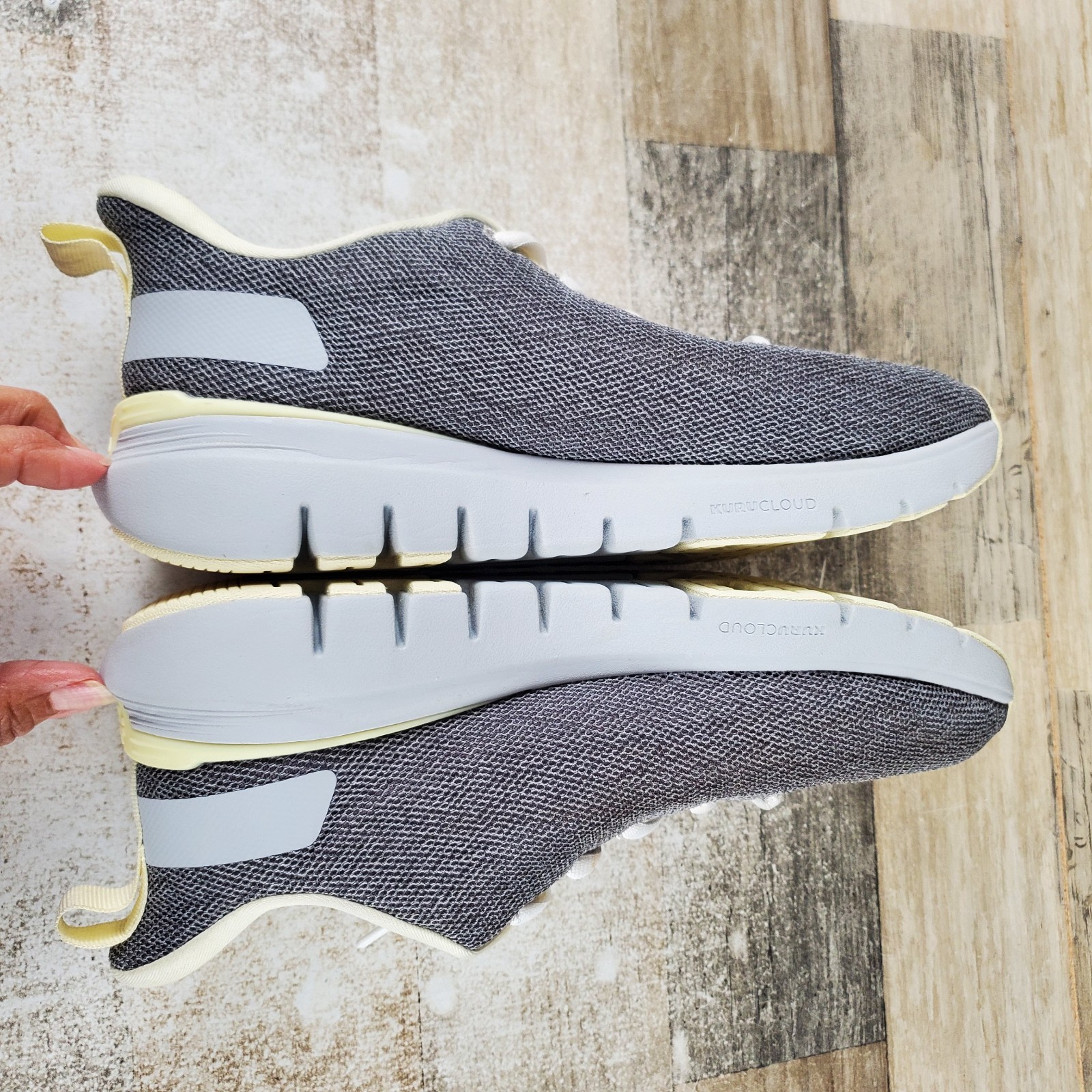 KURU Flex Via Womens Shoes Sz 7.5 M Running Dove Gray Pale Lime Lace Up Sneakers