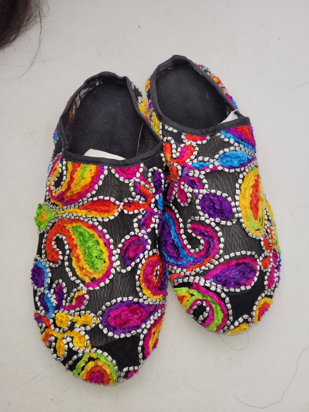 Boho Embroidered Floral Platform Slip On Shoes EU 42 US Women 11-11.5