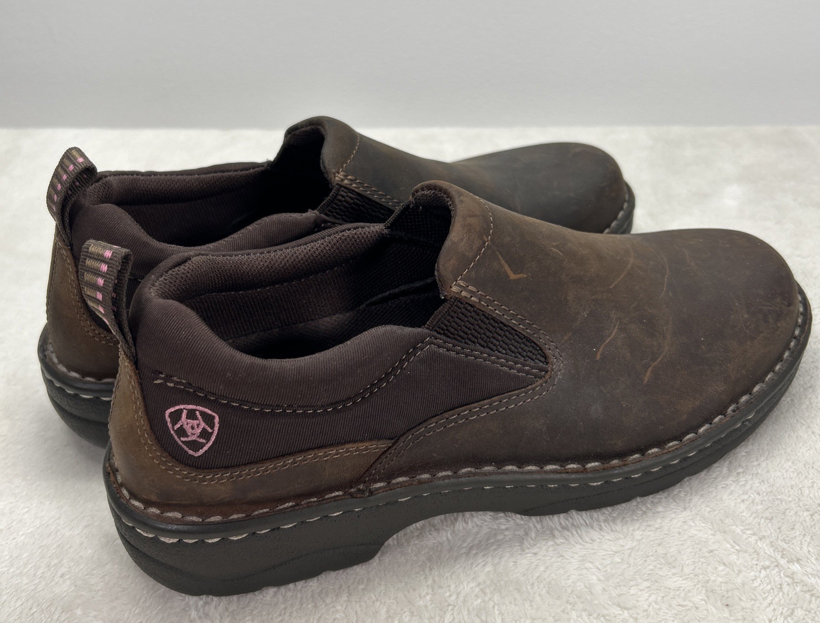 Ariat Traverse Distressed Brown Slip On Casual Western Work Shoes Women’s Sz 8 B