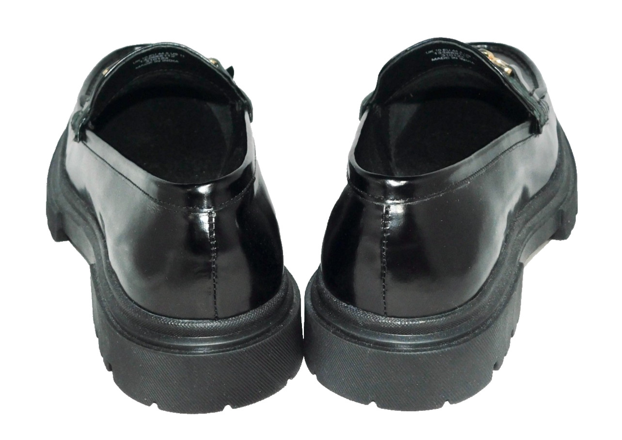 ASOS DESIGN Chunky Platform Kilty Chain Loafer Women Size 11 Black Patent