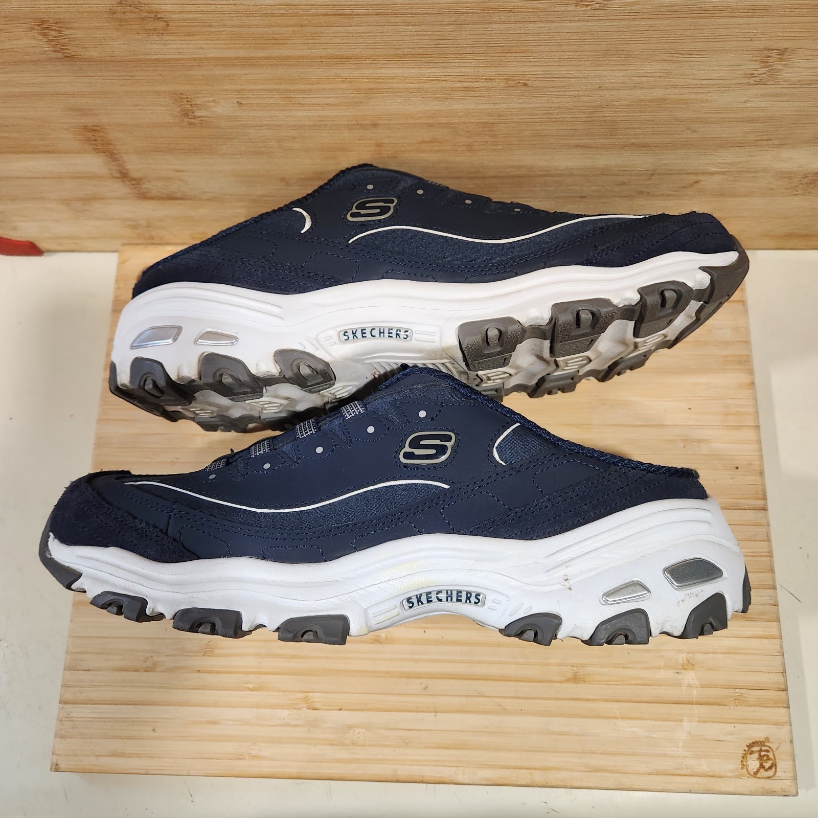 Skechers D’Lites Resilient Navy Blue Slip On Mule Sneaker Clog Women’s Size 11