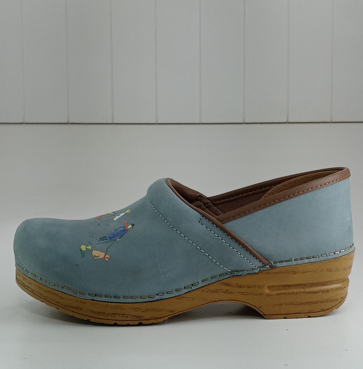 Dansko Twin Pro Dog Walkers Milled Nubuck Women’s Clogs Blue/Brown Sz 40/9-9.5