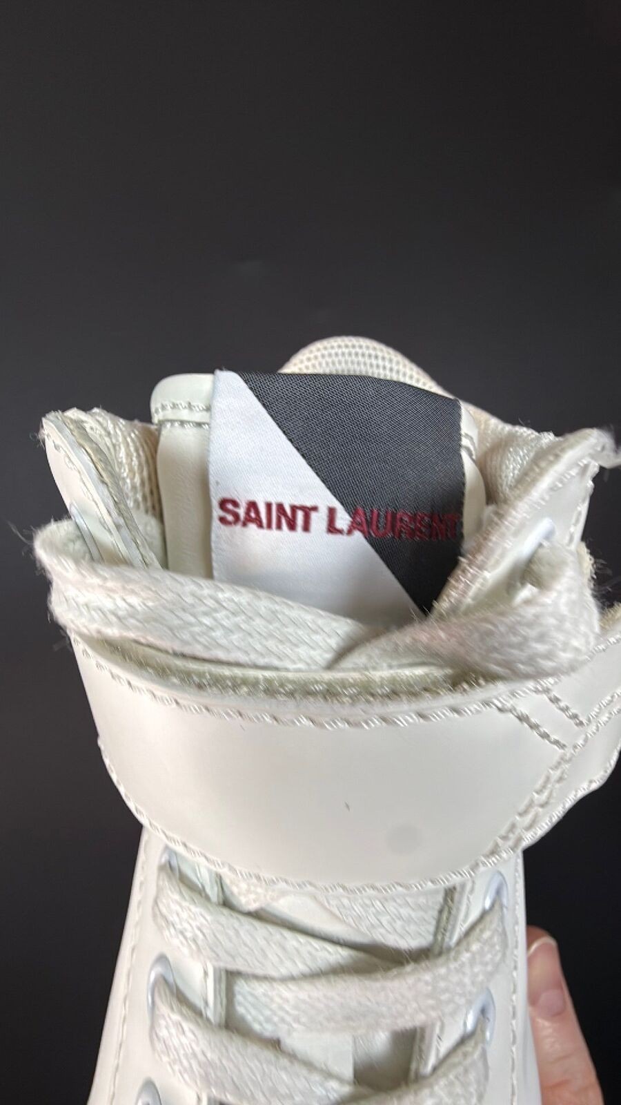 YSL White High Top Sneaker Size 39.5 Saint Lauren